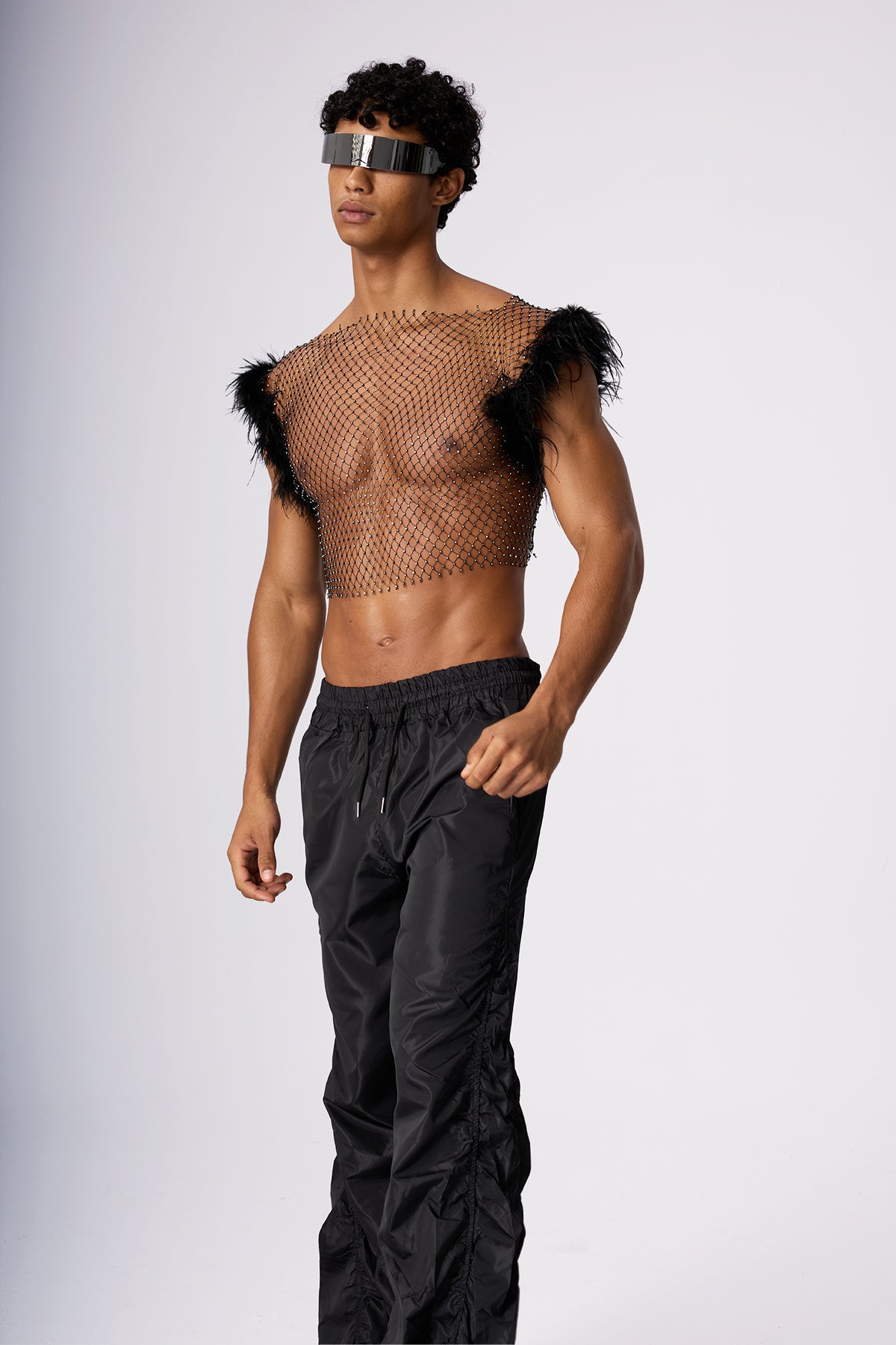 Flash Rise Cutout Feather Crop Top