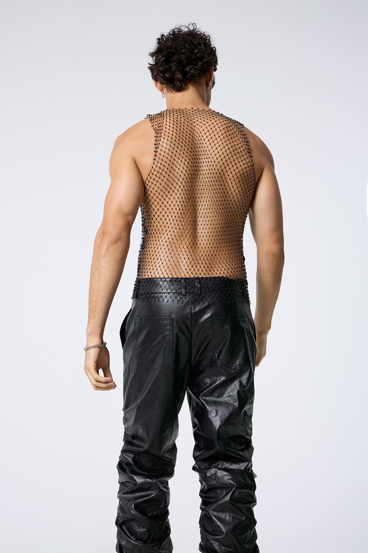 Mesh Rinestone Top Flash Shine Sequin Rhinestone Mesh Top Black – RYVKstudio