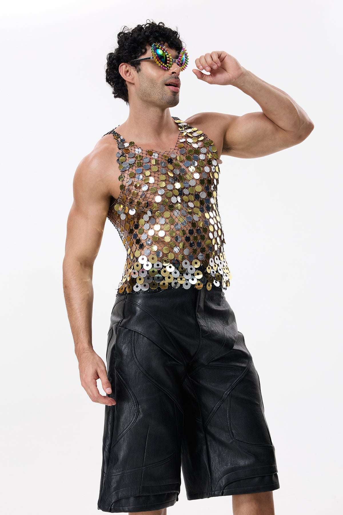 Mesh Rinestone Top Flash Shine Sequin Rhinestone Mesh Top Multi – RYVKstudio