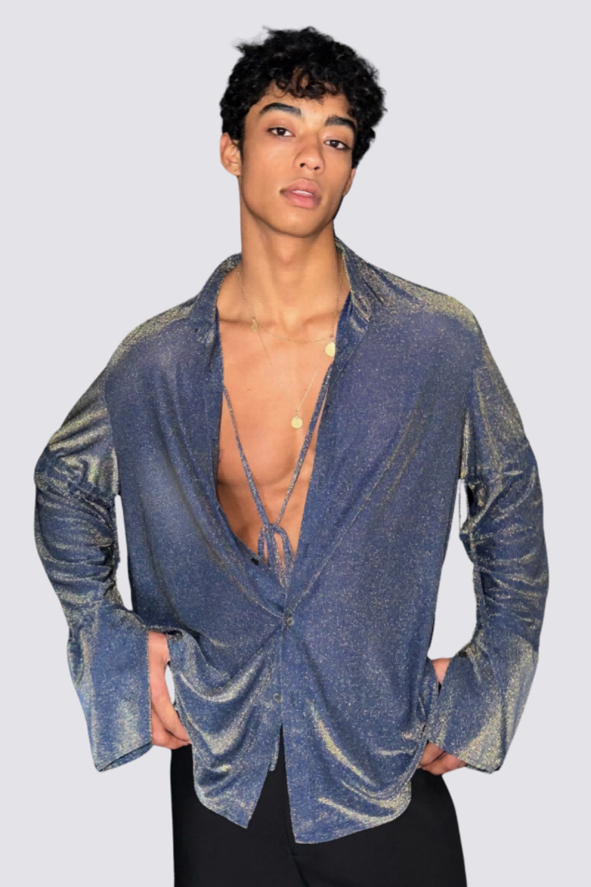 Flash Spark Lace Up Glitter Shirt