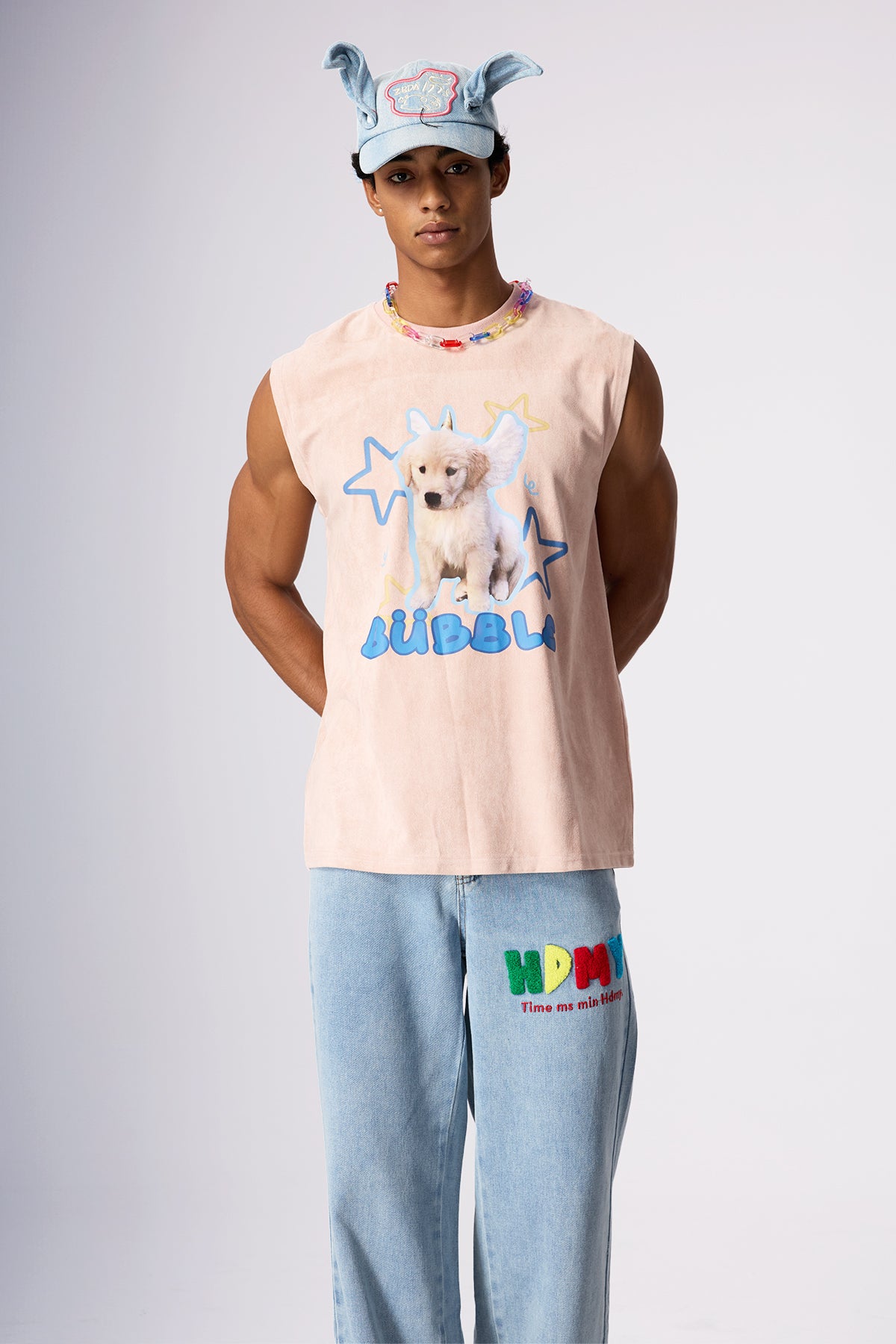 Flat Bloom Puppy Print Top Pink