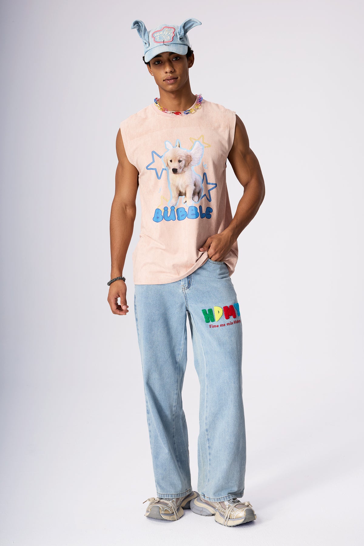 Flat Bloom Puppy Print Top Pink