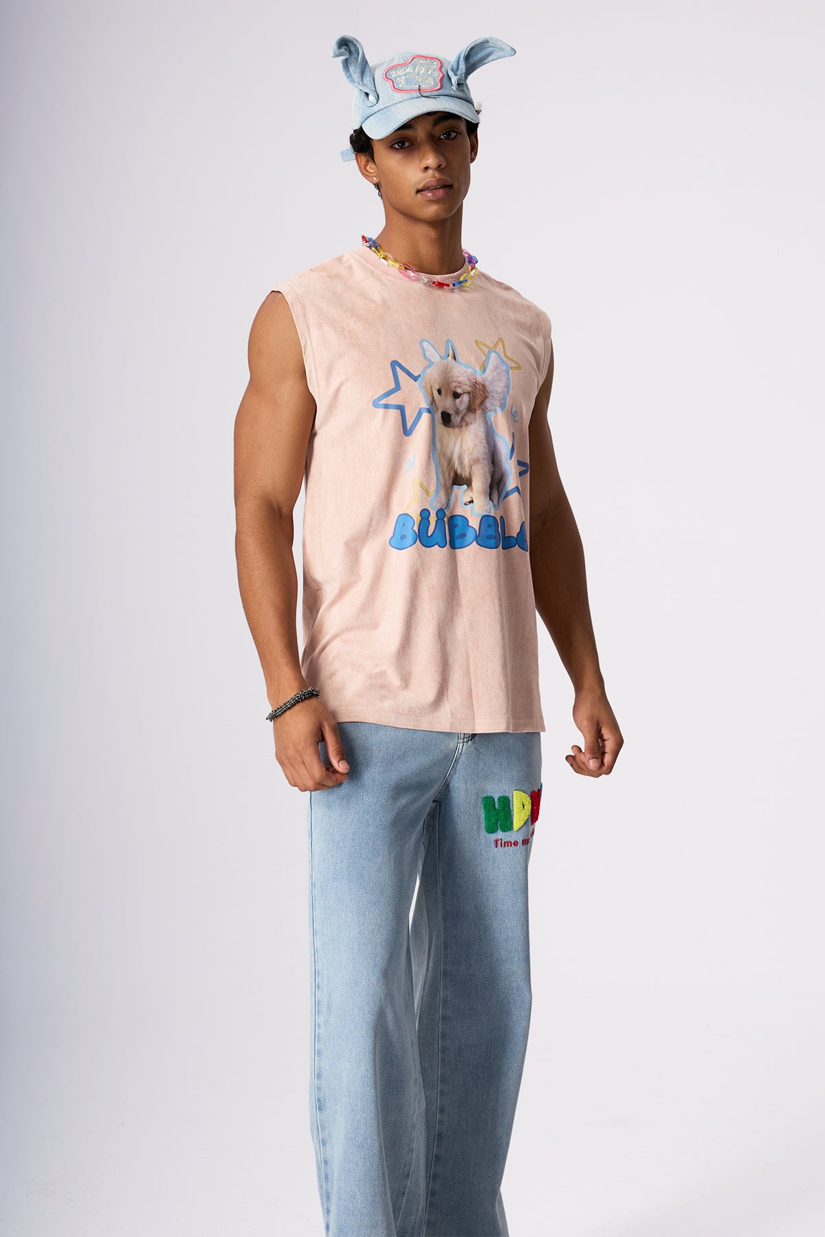 Flat Bloom Puppy Print Top Pink