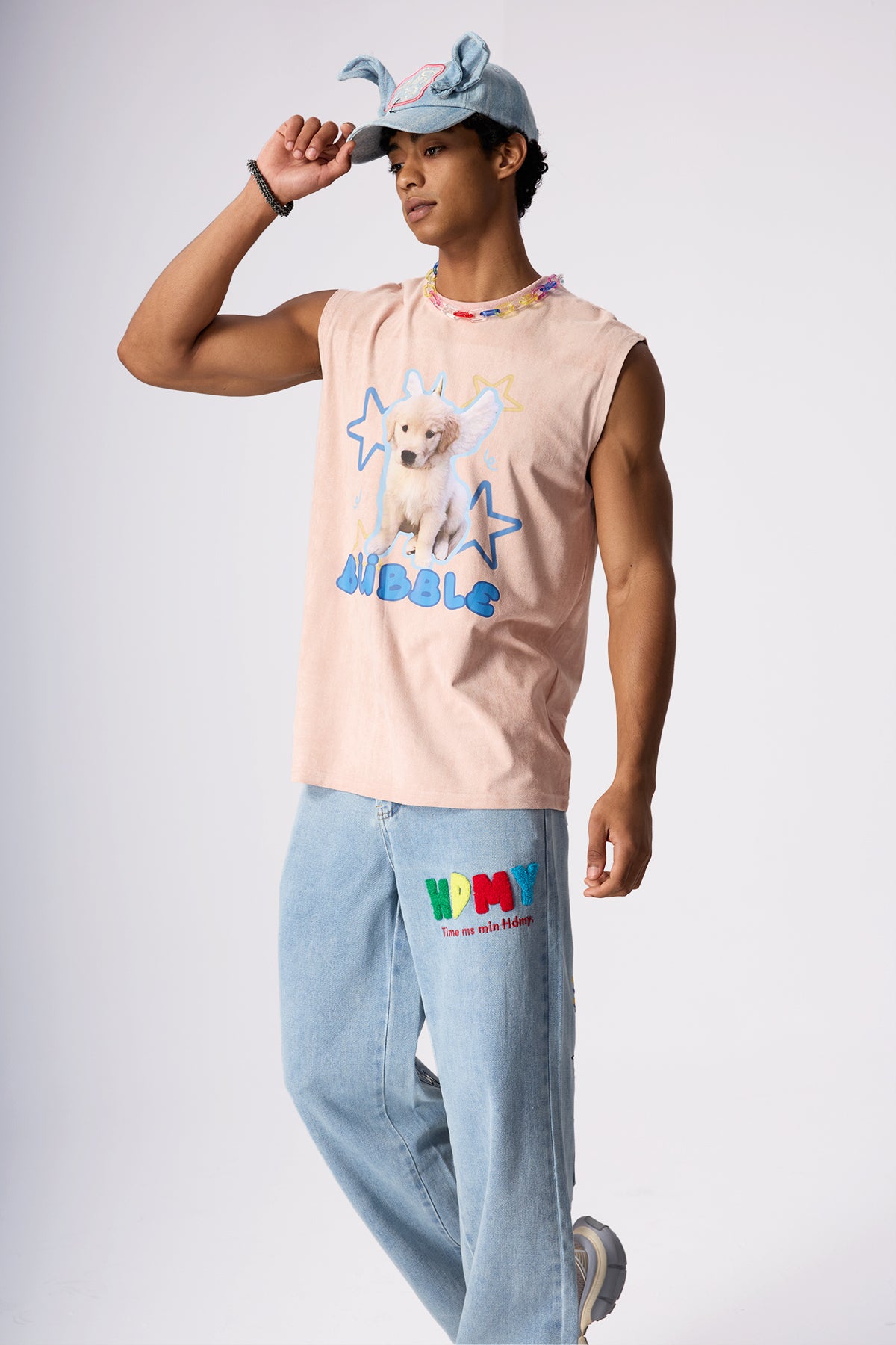 Flat Bloom Puppy Print Top Pink