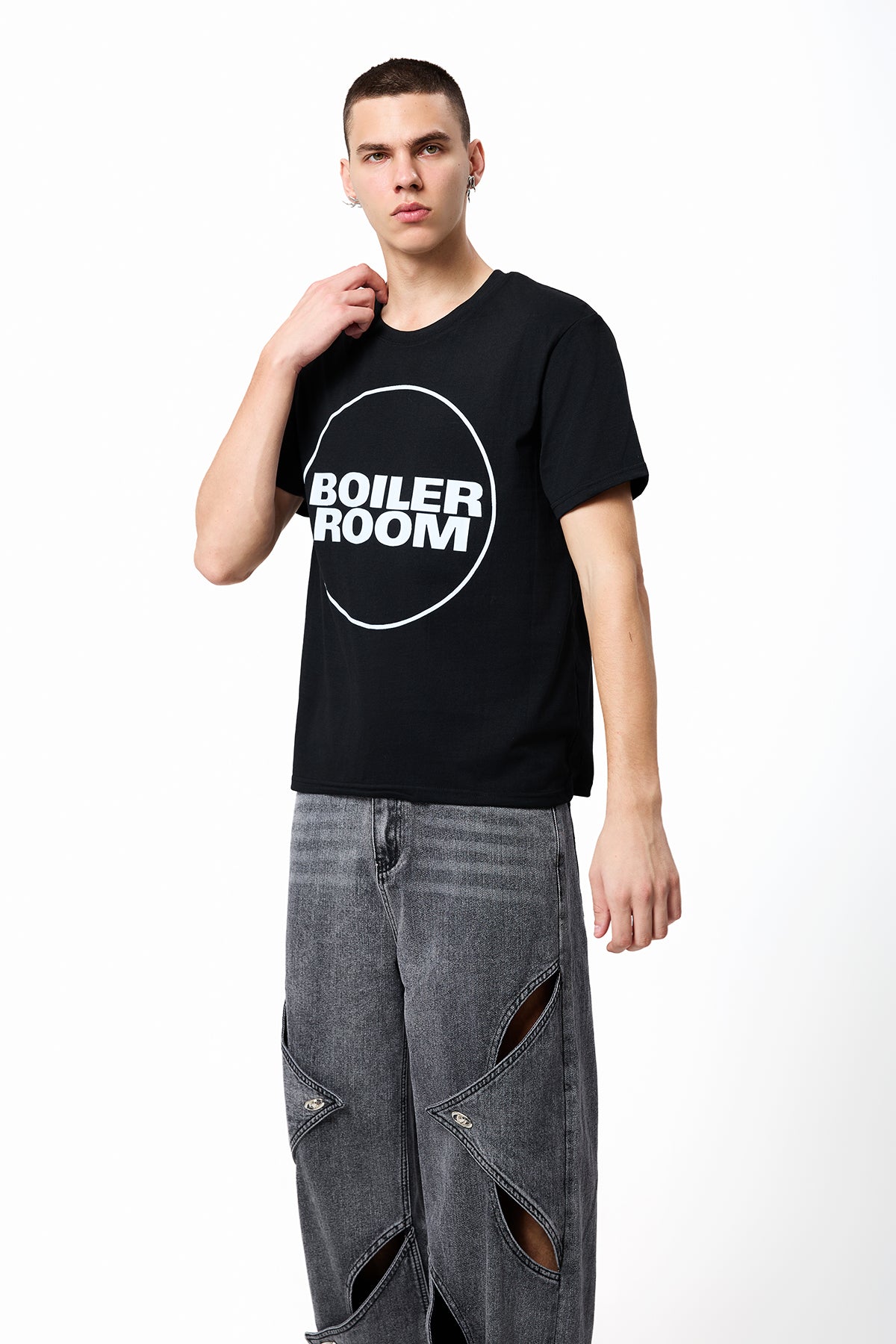 Flat Signal Letter Printed Top Black