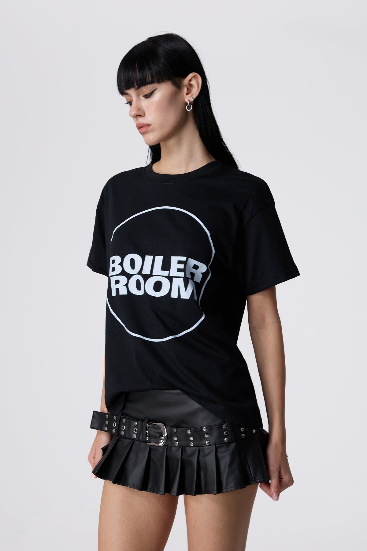 Flat Signal Letter Printed Top Black