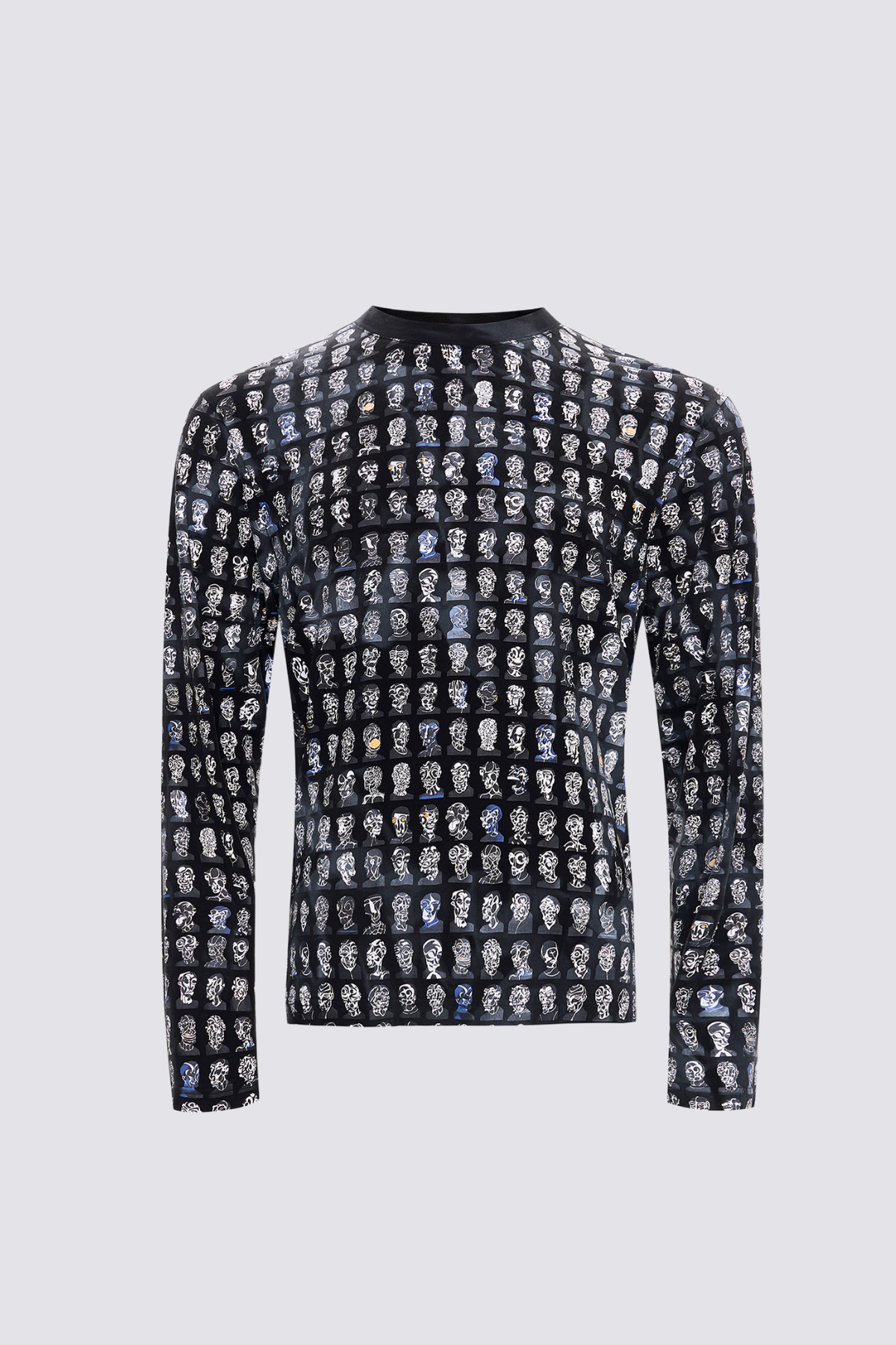 Flat Symbol Long Sleeve Print Top Black