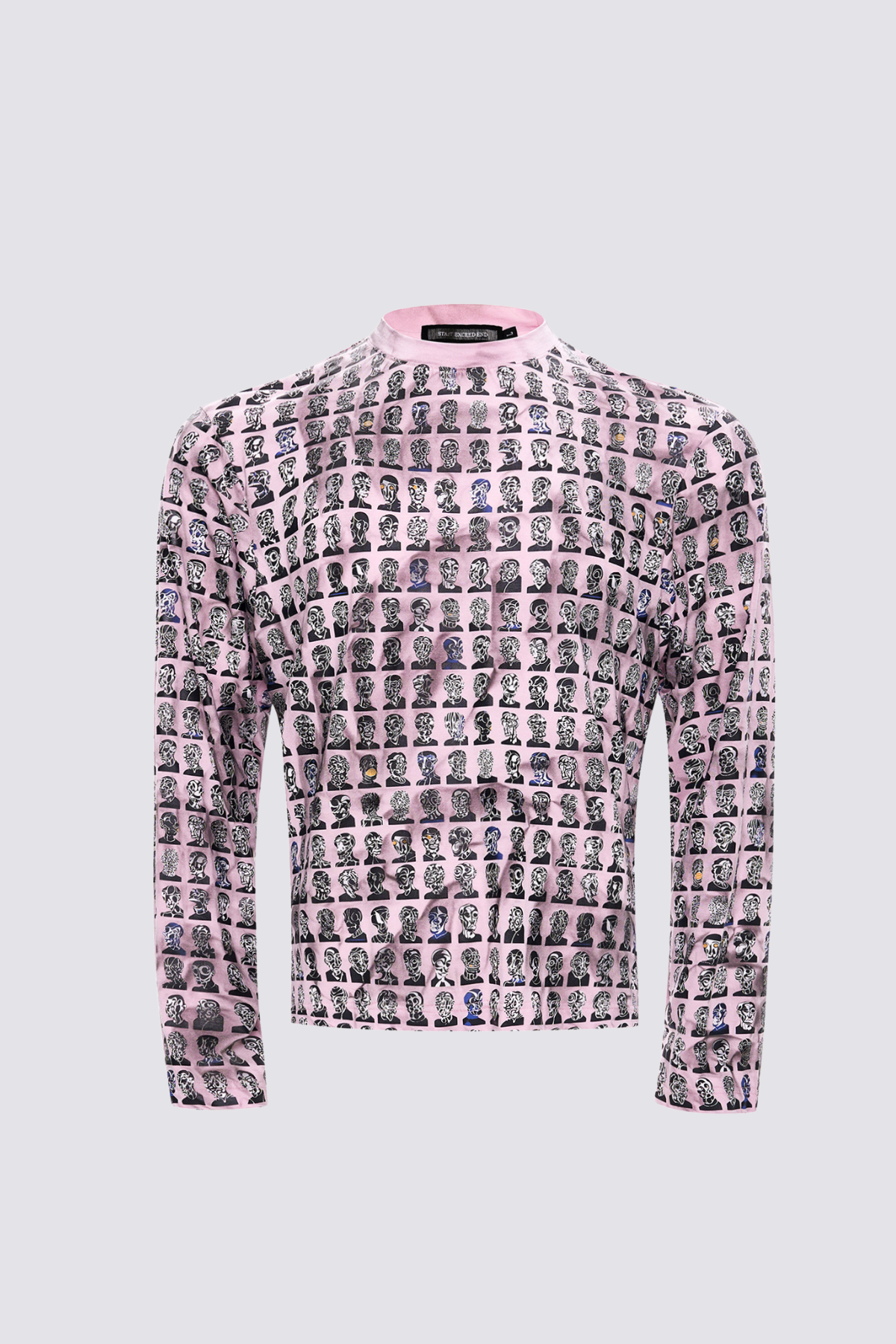 Flat Symbol Long Sleeve Print Top Pink