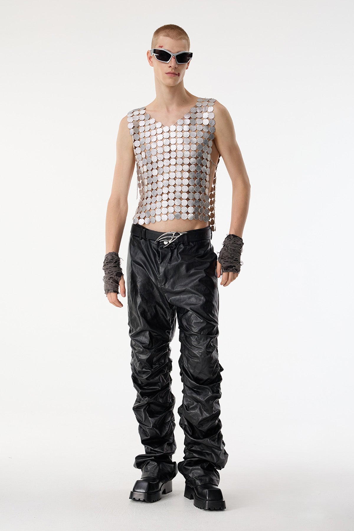 Flex Heat Leather Chain Sleeveless Top