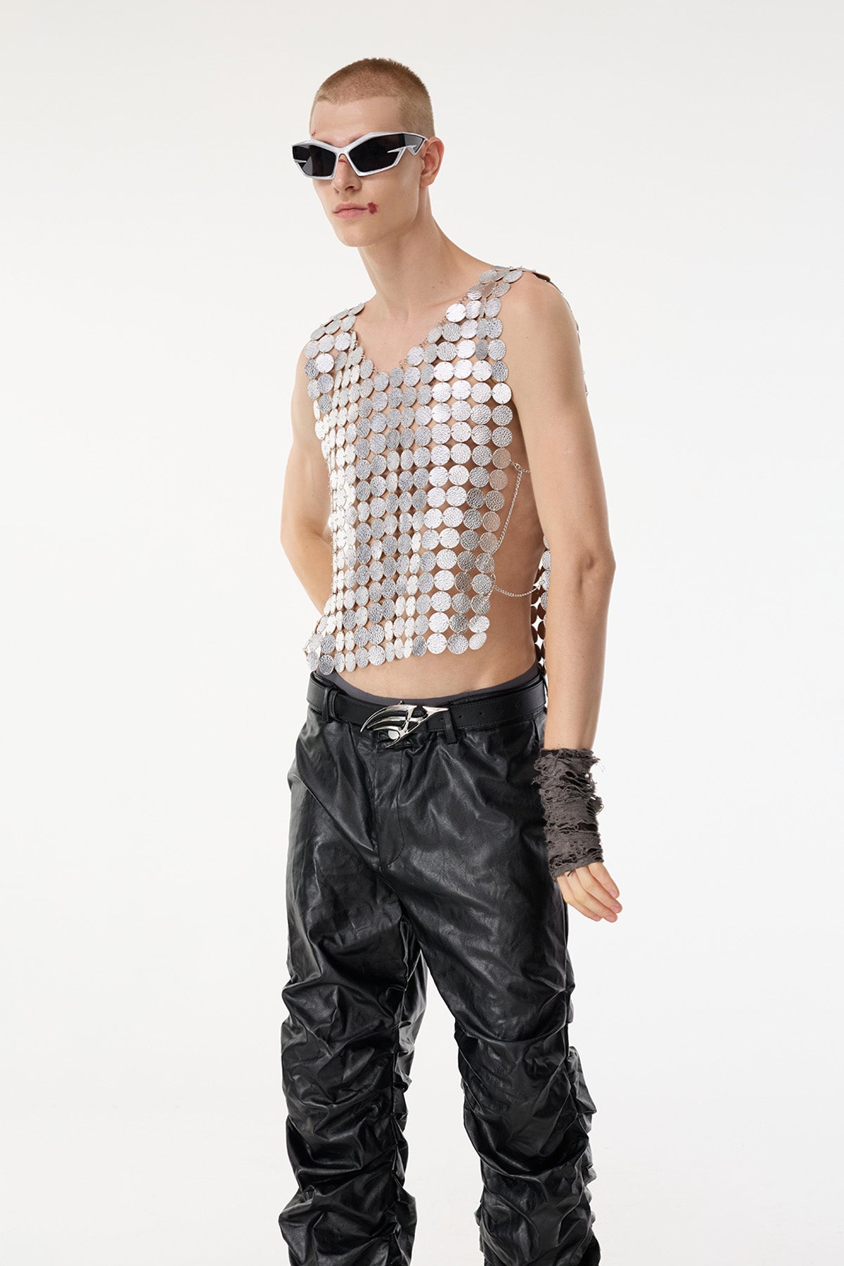 Flex Heat Leather Chain Sleeveless Top