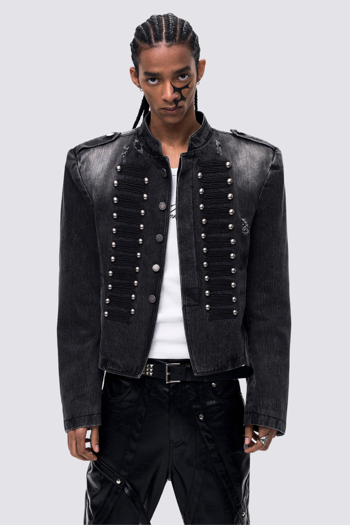 Flex Stain Ripped Denim Jacket Black