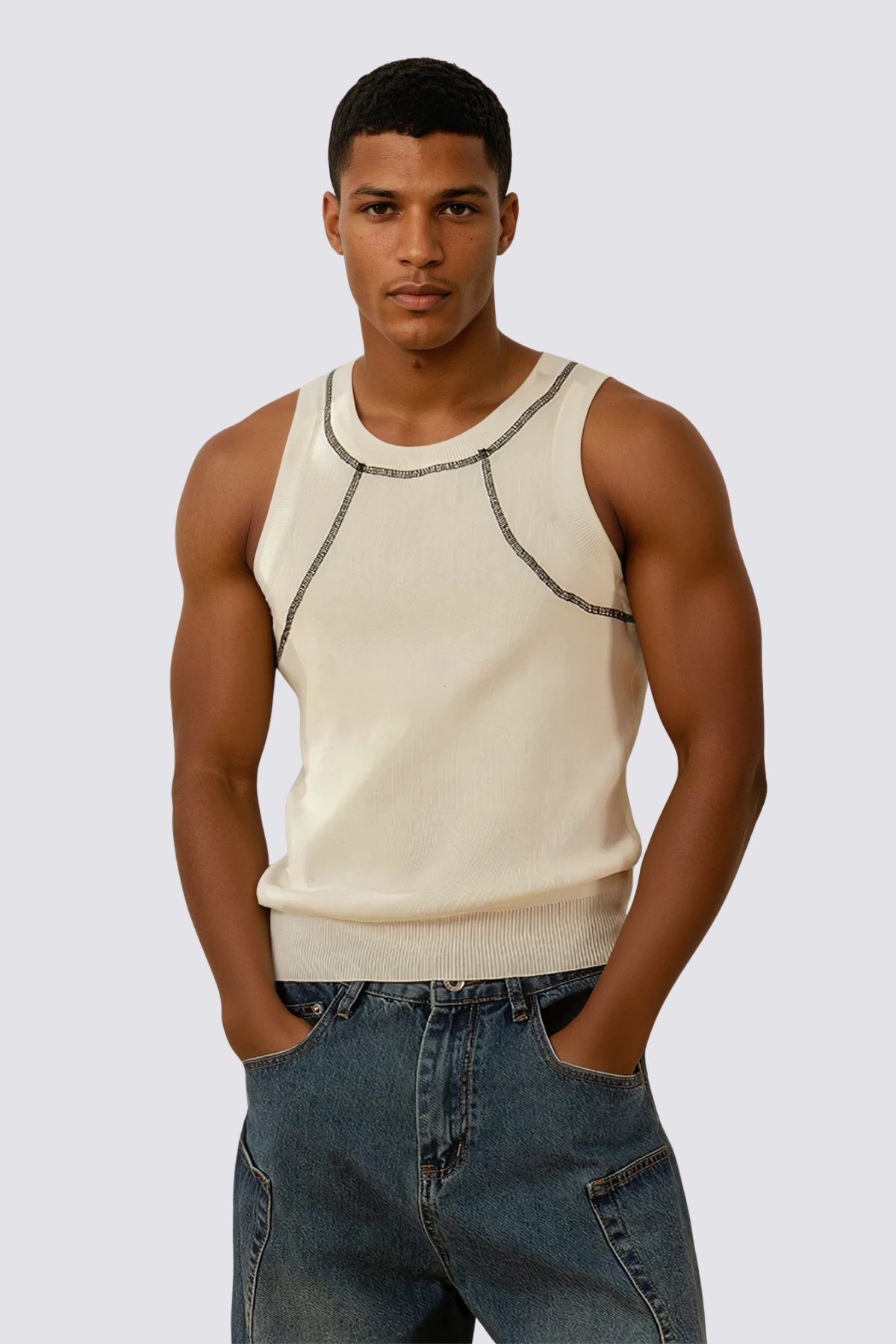 Flex Thread Knit Sleeveless Top White