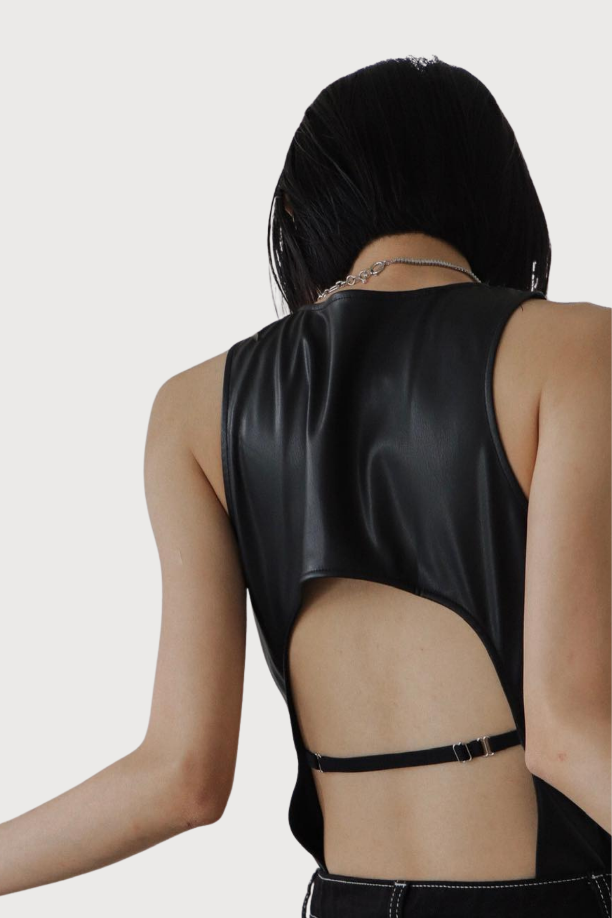 Flex Fang Cutout Leather Sleeveless Top