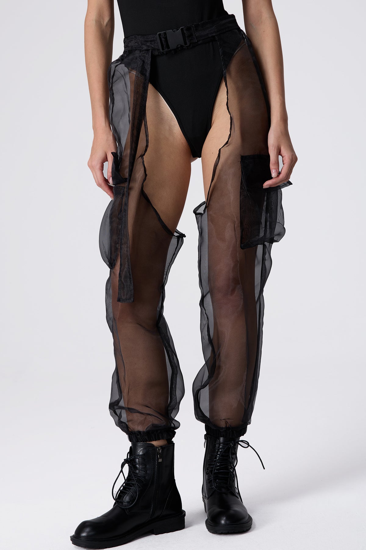 Flow Line Cutout Mesh Pants