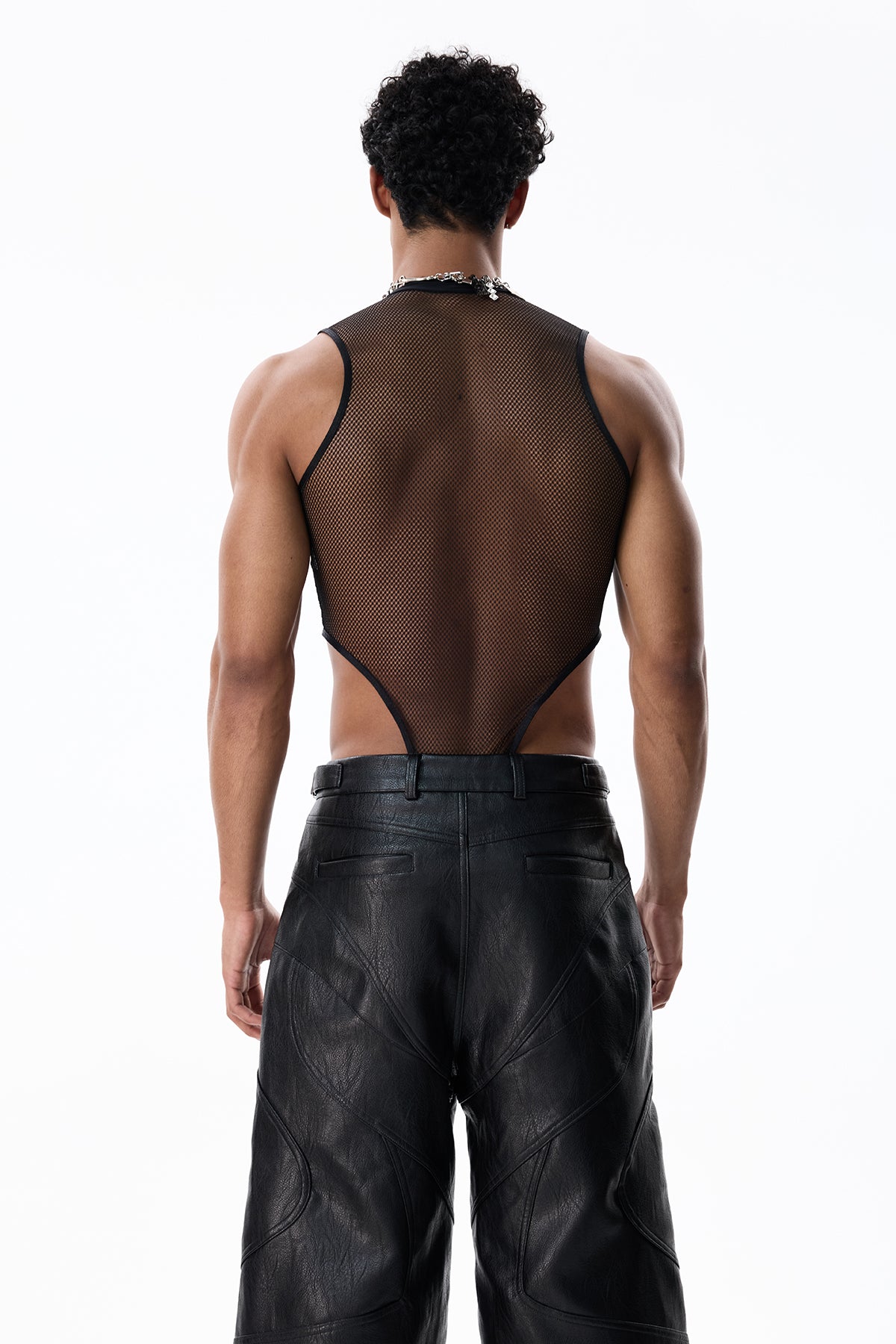 Fluid Form Sleeveless Mesh Bodysuit