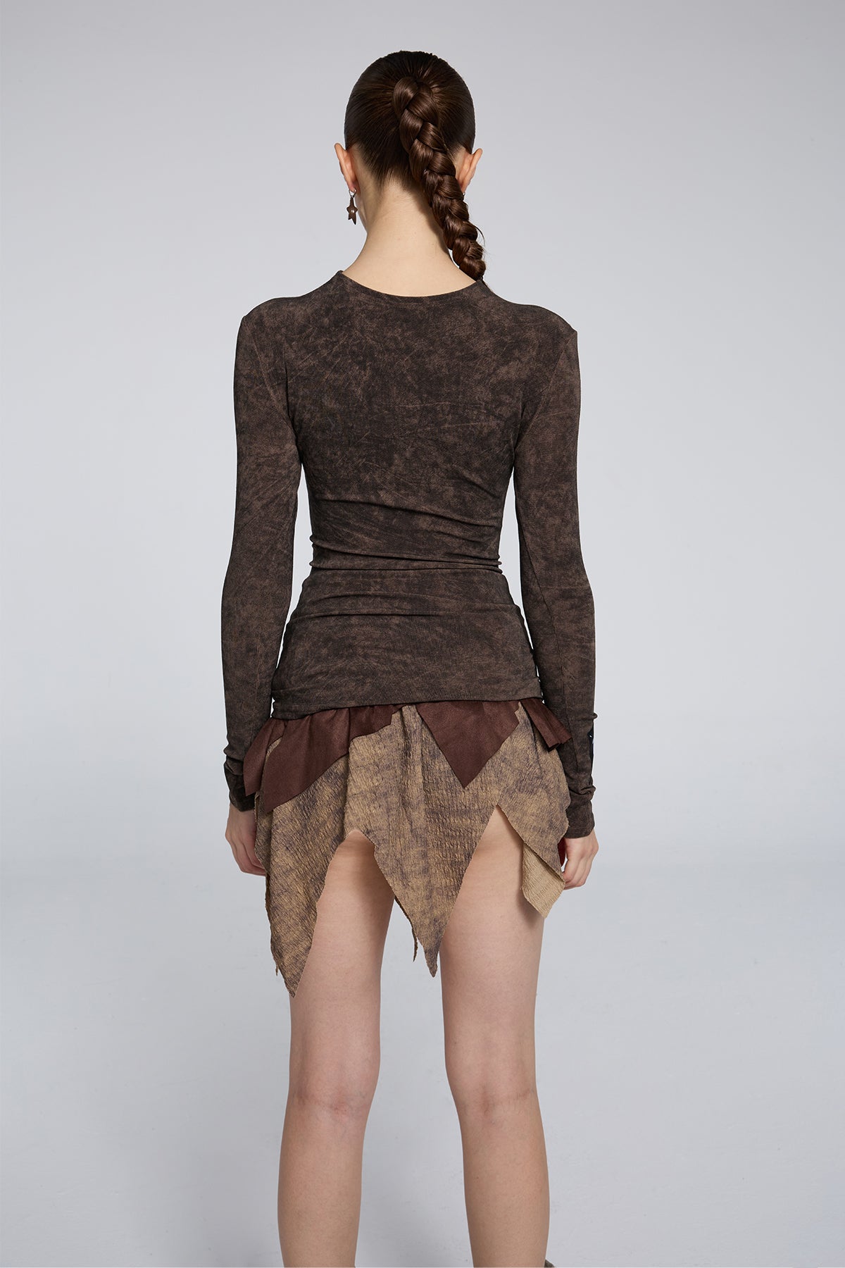 Fluid Shadow Long Sleeve Lace Up Top