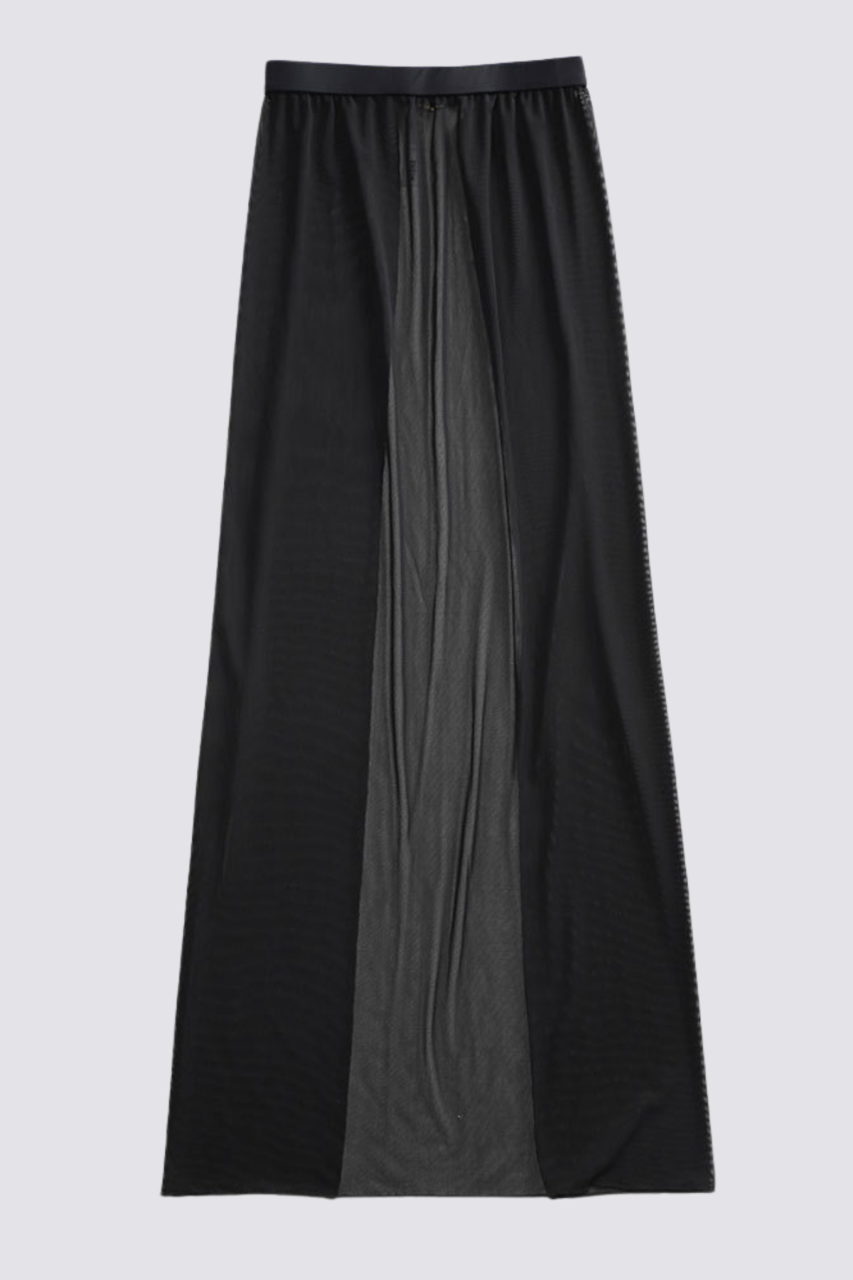 Fresh Veil Mesh Split Wrap Skirt Black