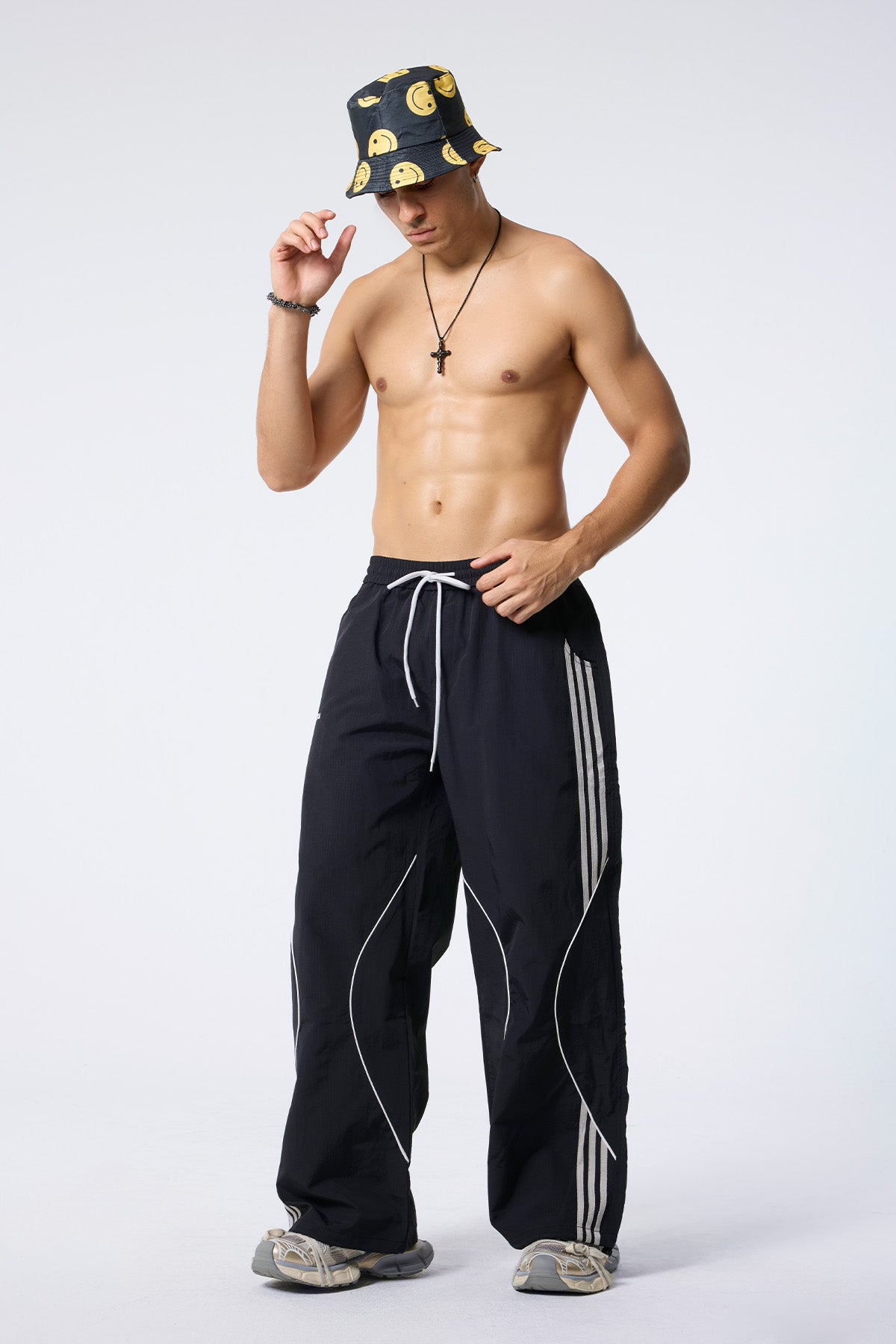 Future Shell Striped Straight Deconstructed Pants