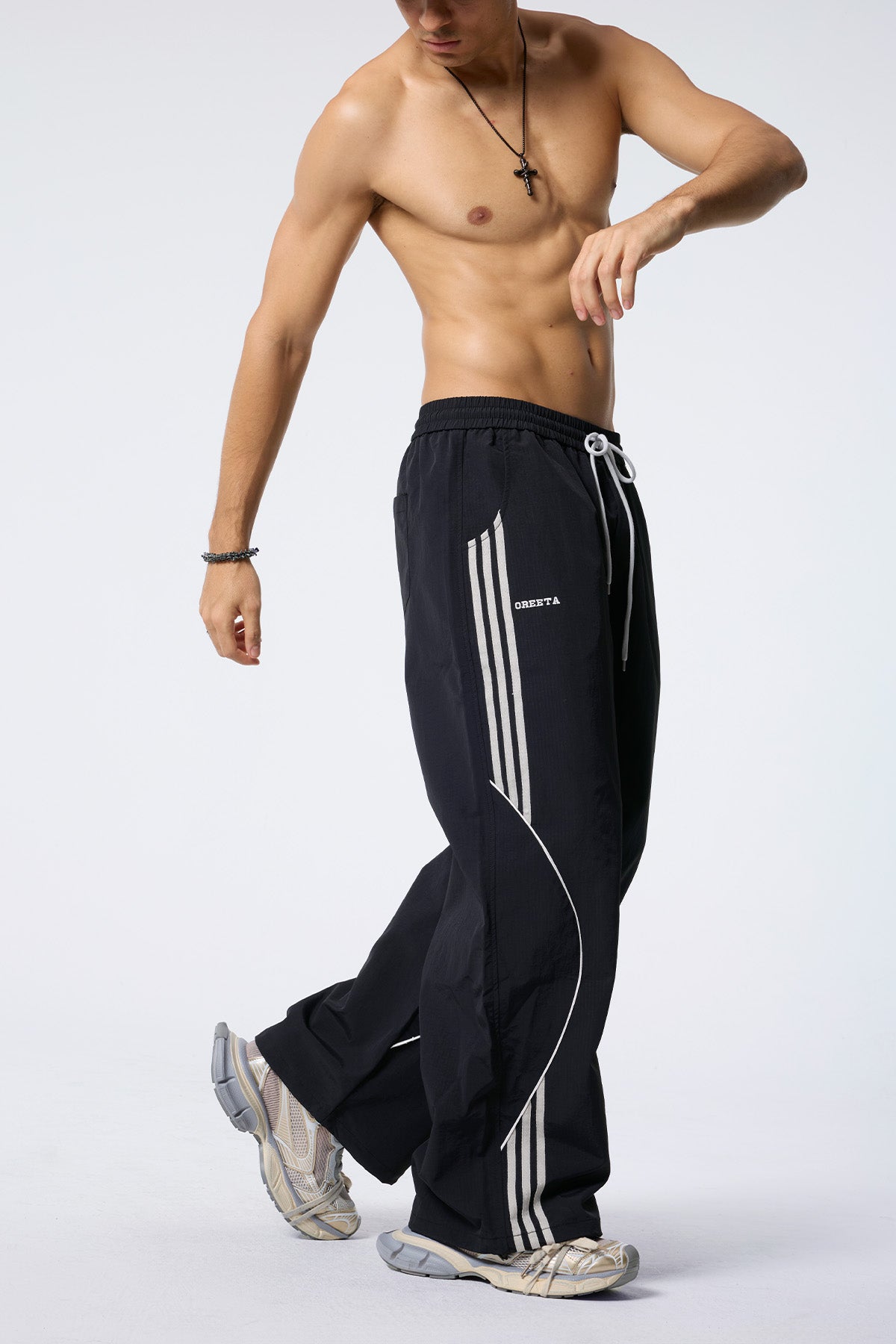 Future Shell Striped Straight Deconstructed Pants