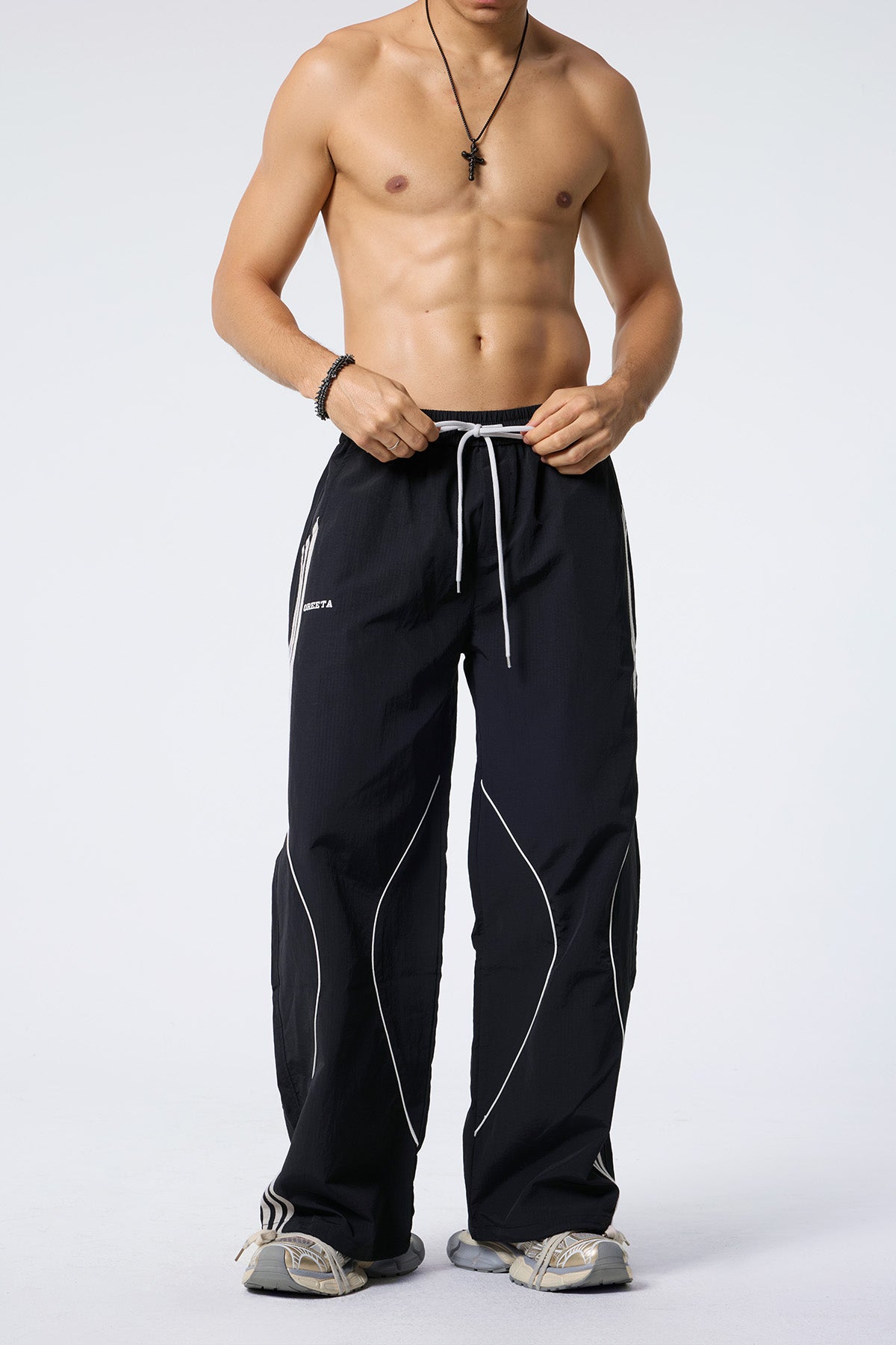 Future Shell Striped Straight Deconstructed Pants