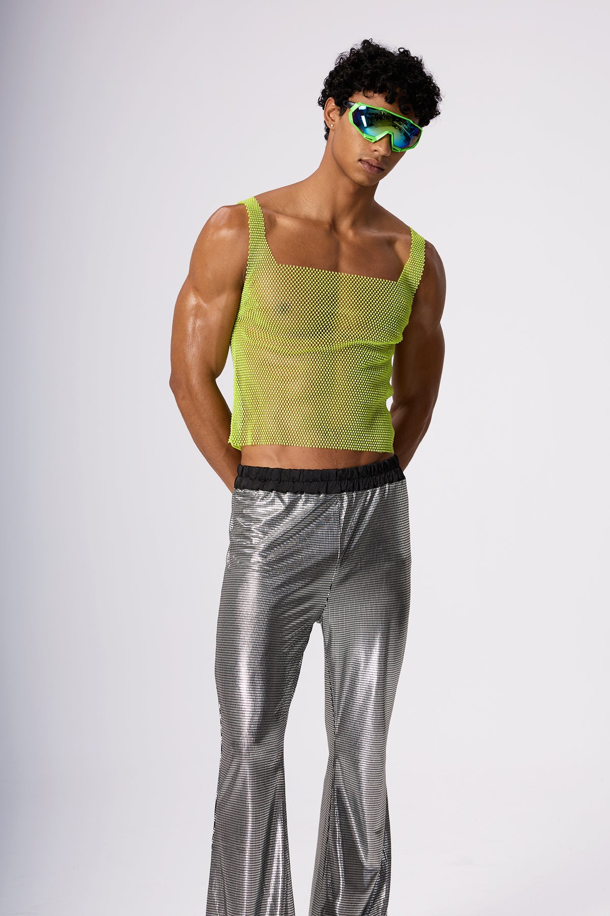 Gem Glow Rhinestone Mesh Top