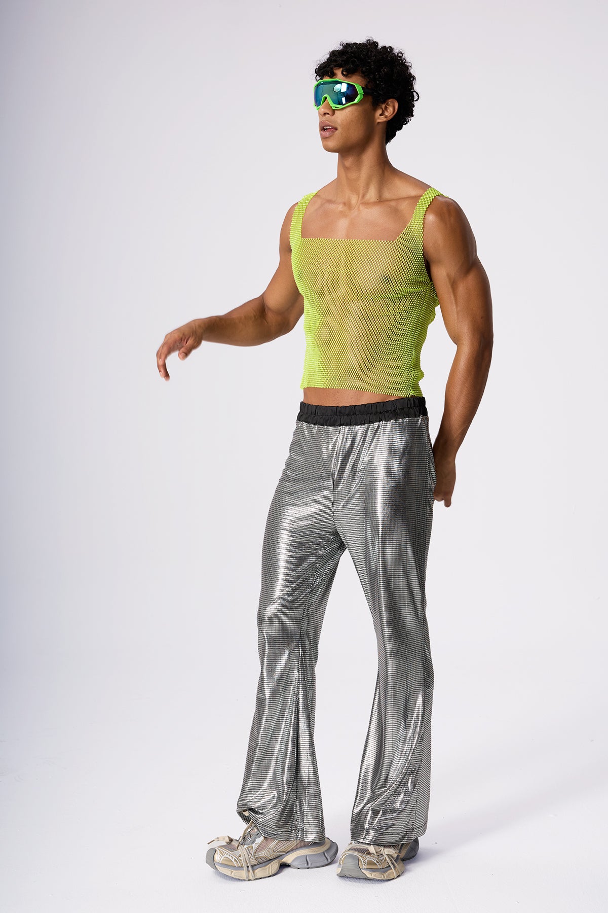 Gem Glow Rhinestone Mesh Top