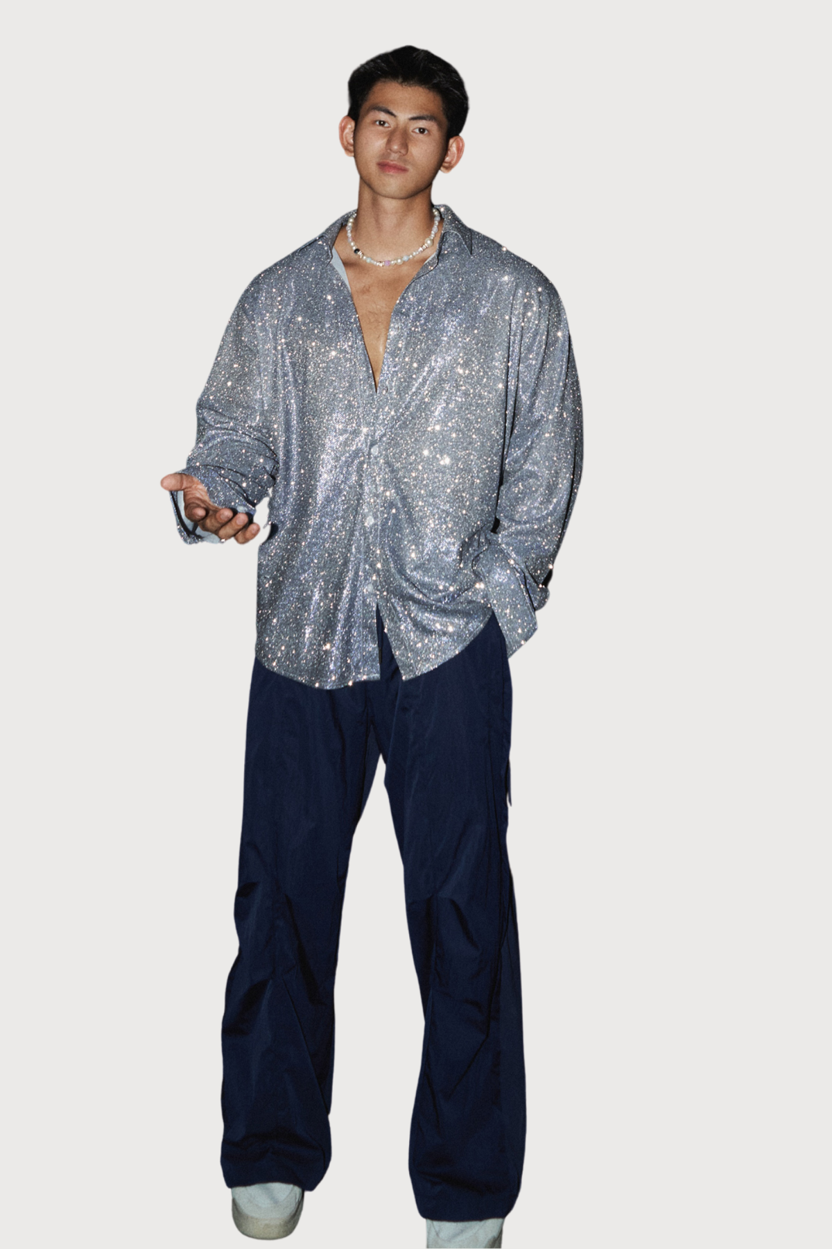 Gem Light Glitter Button Shirt