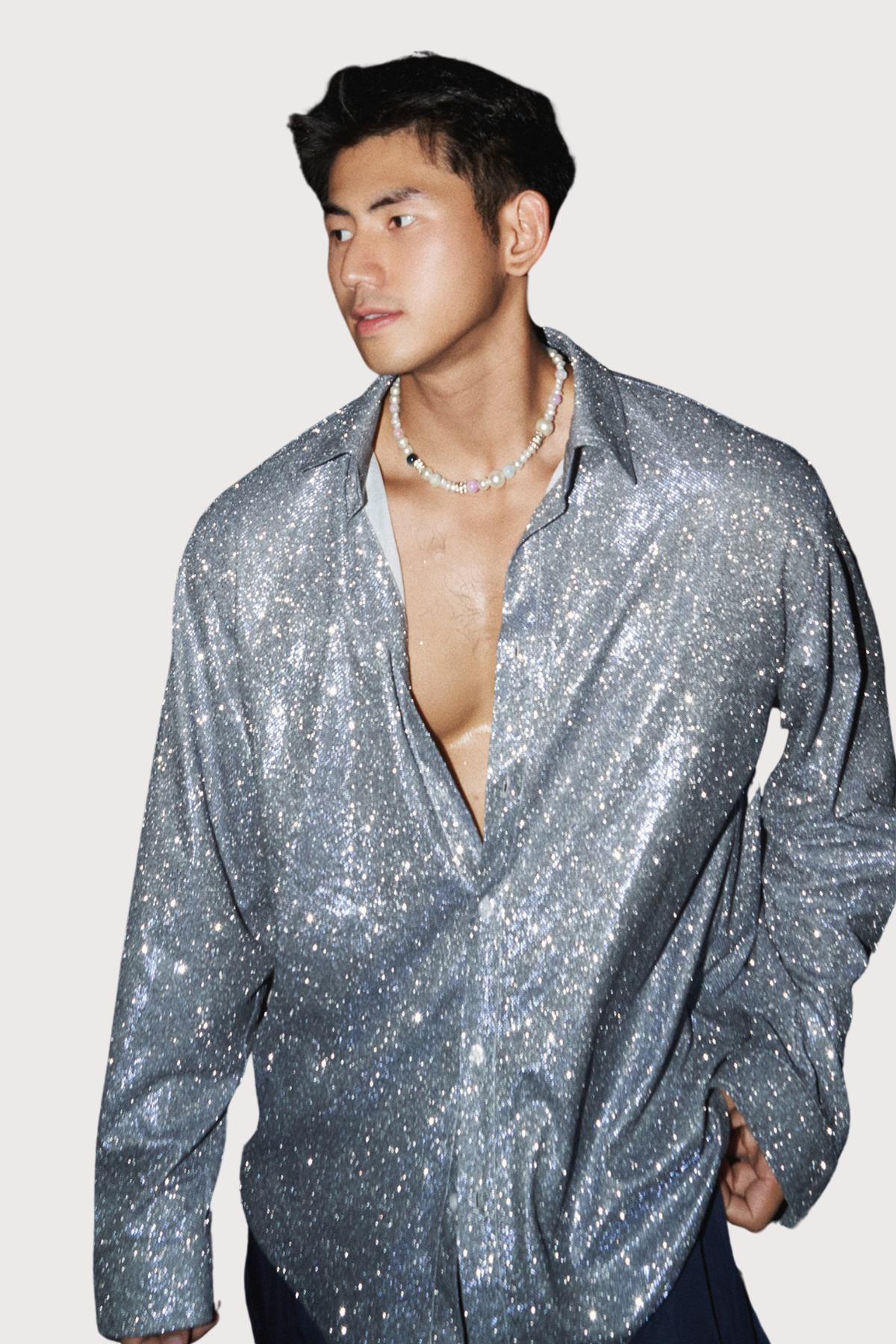 Gem Light Glitter Button Shirt