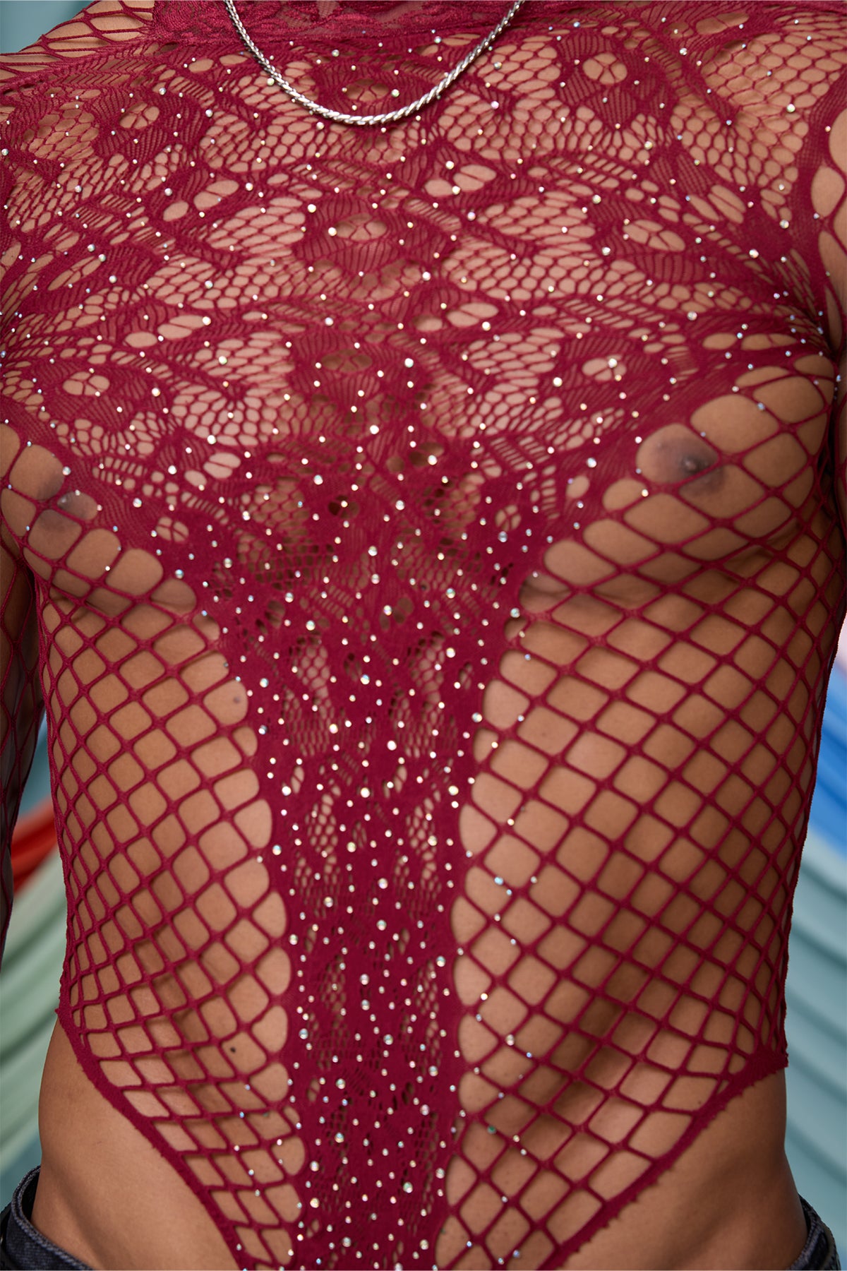 Gentle Obscure Fishnet Lace Long Sleeve Bodysuit