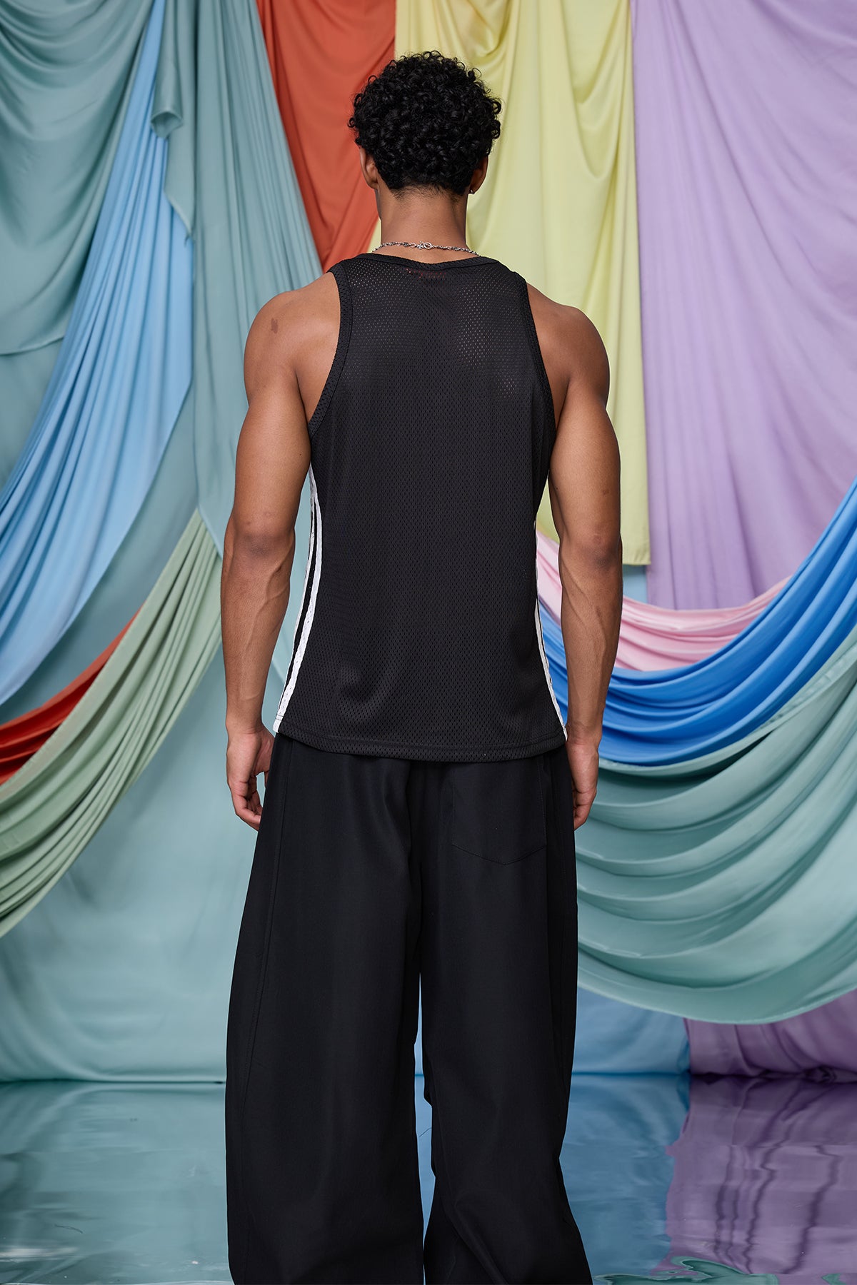 Gentle Overlay Mesh Tank Top