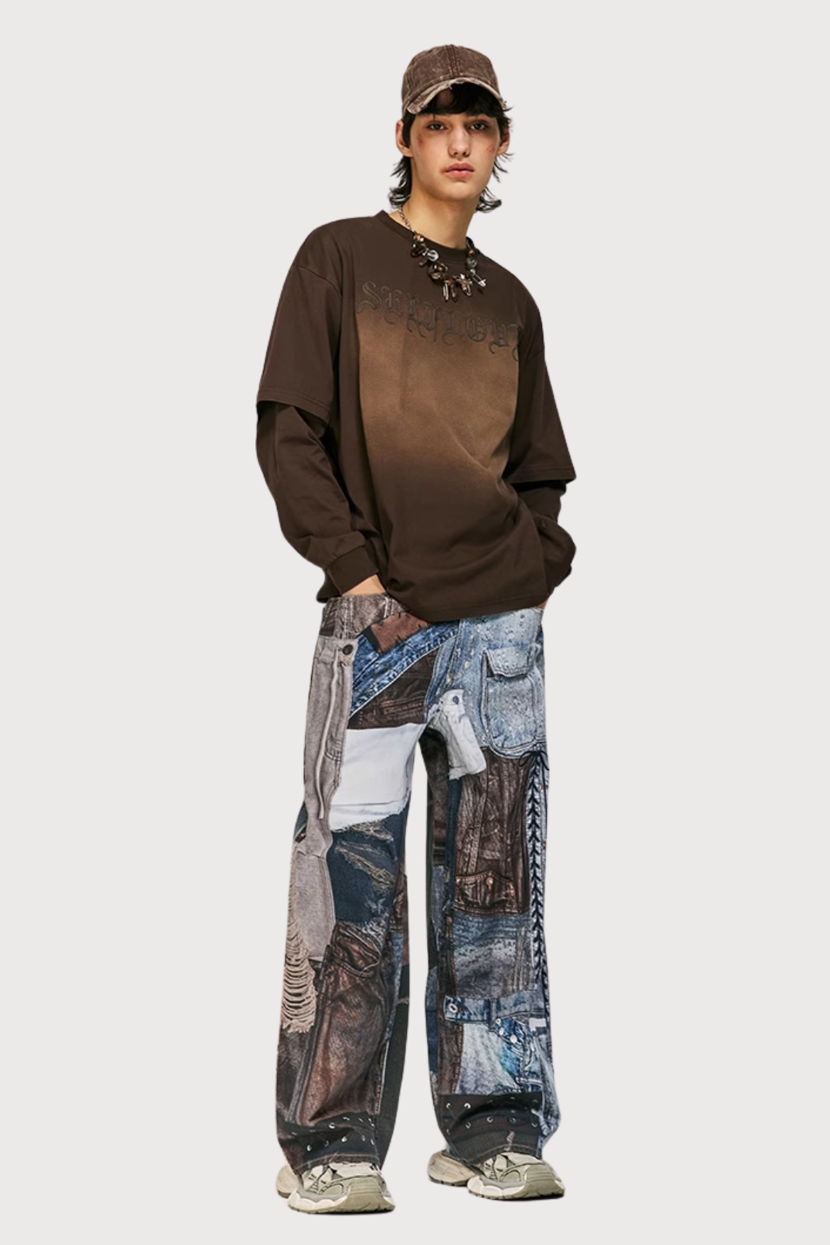 Ghost Fringe Print Straight Jeans