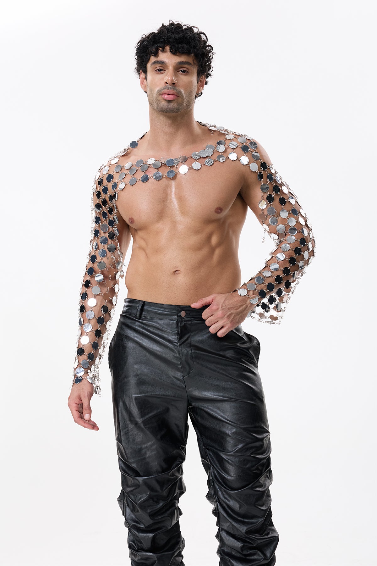 Gleaming Fire Long Sleeve Sequin Crop Top