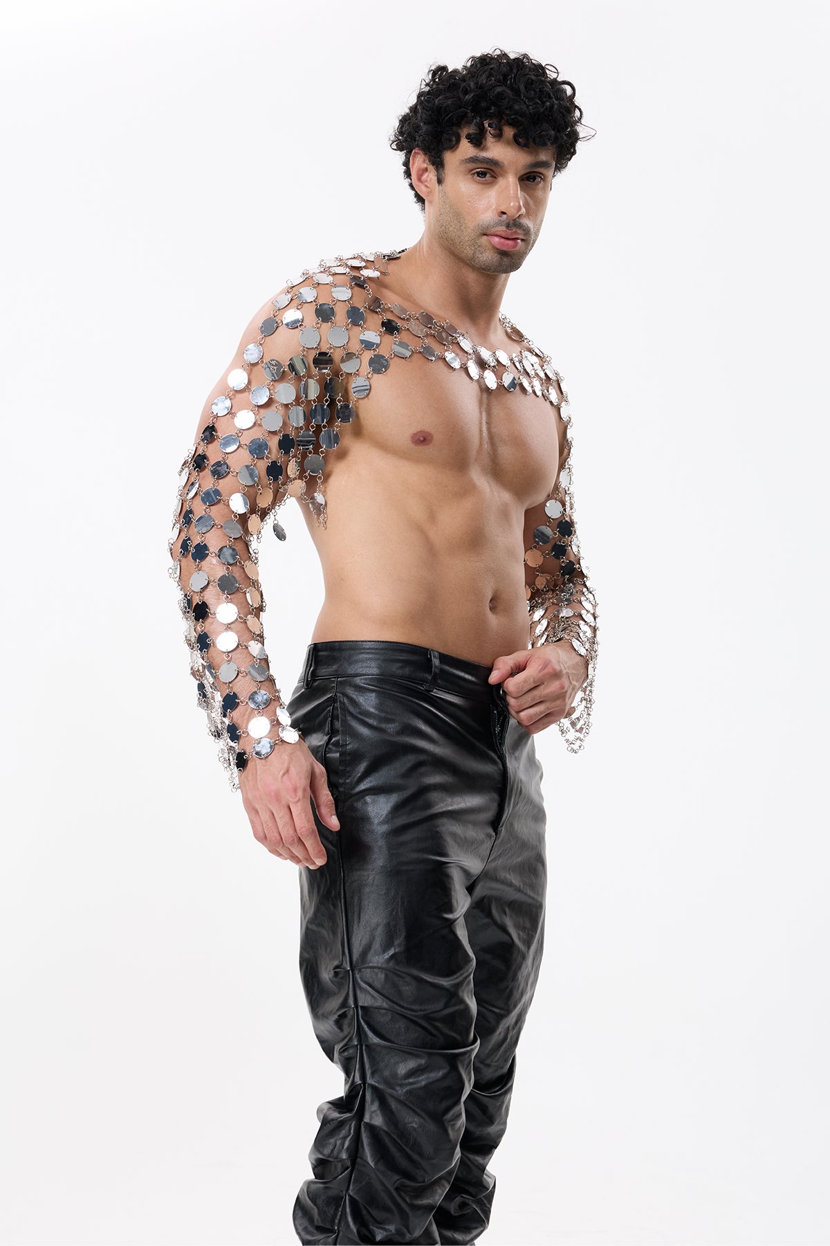 Gleaming Fire Long Sleeve Sequin Crop Top