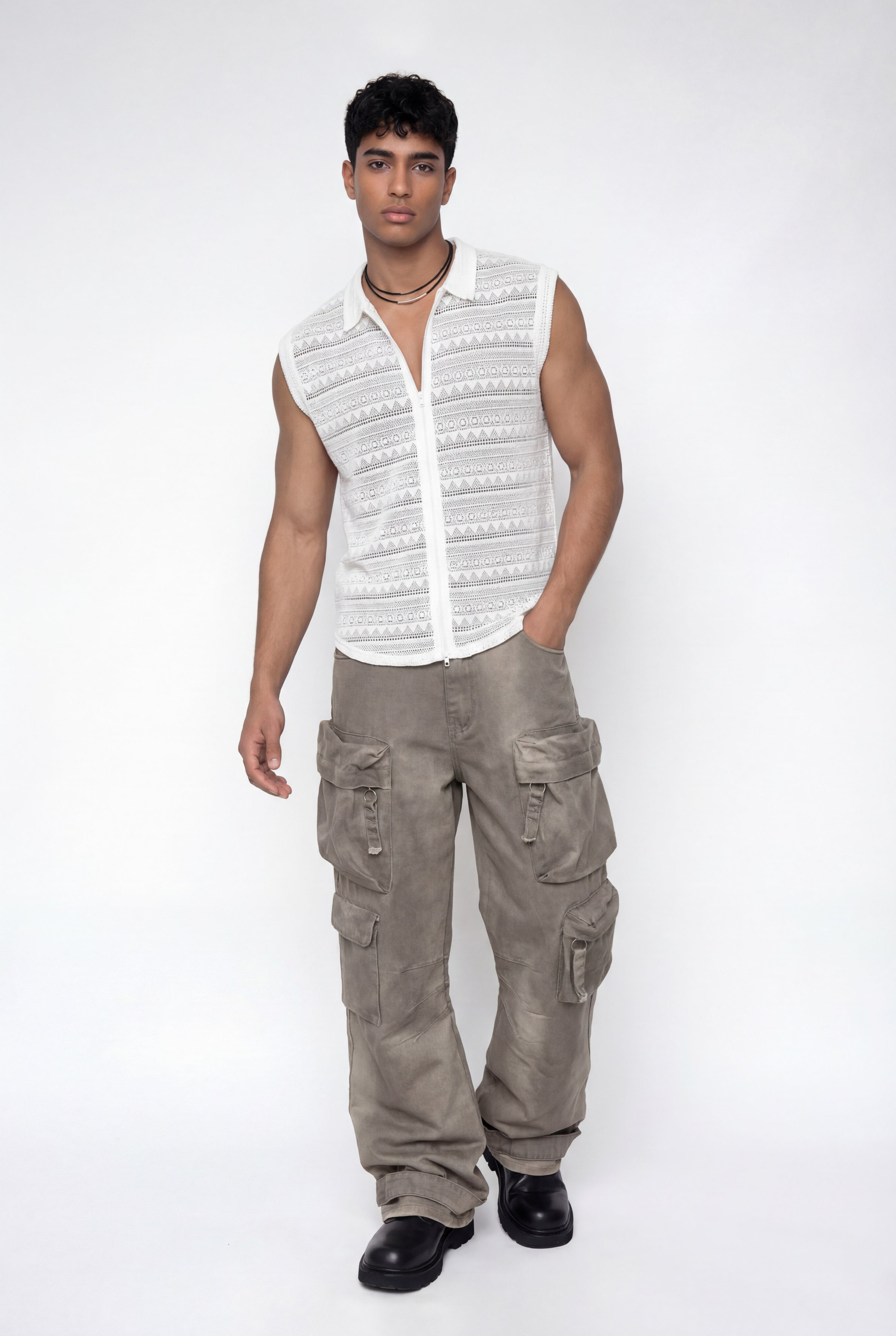 Glint Motion Mesh Sleeveless Top