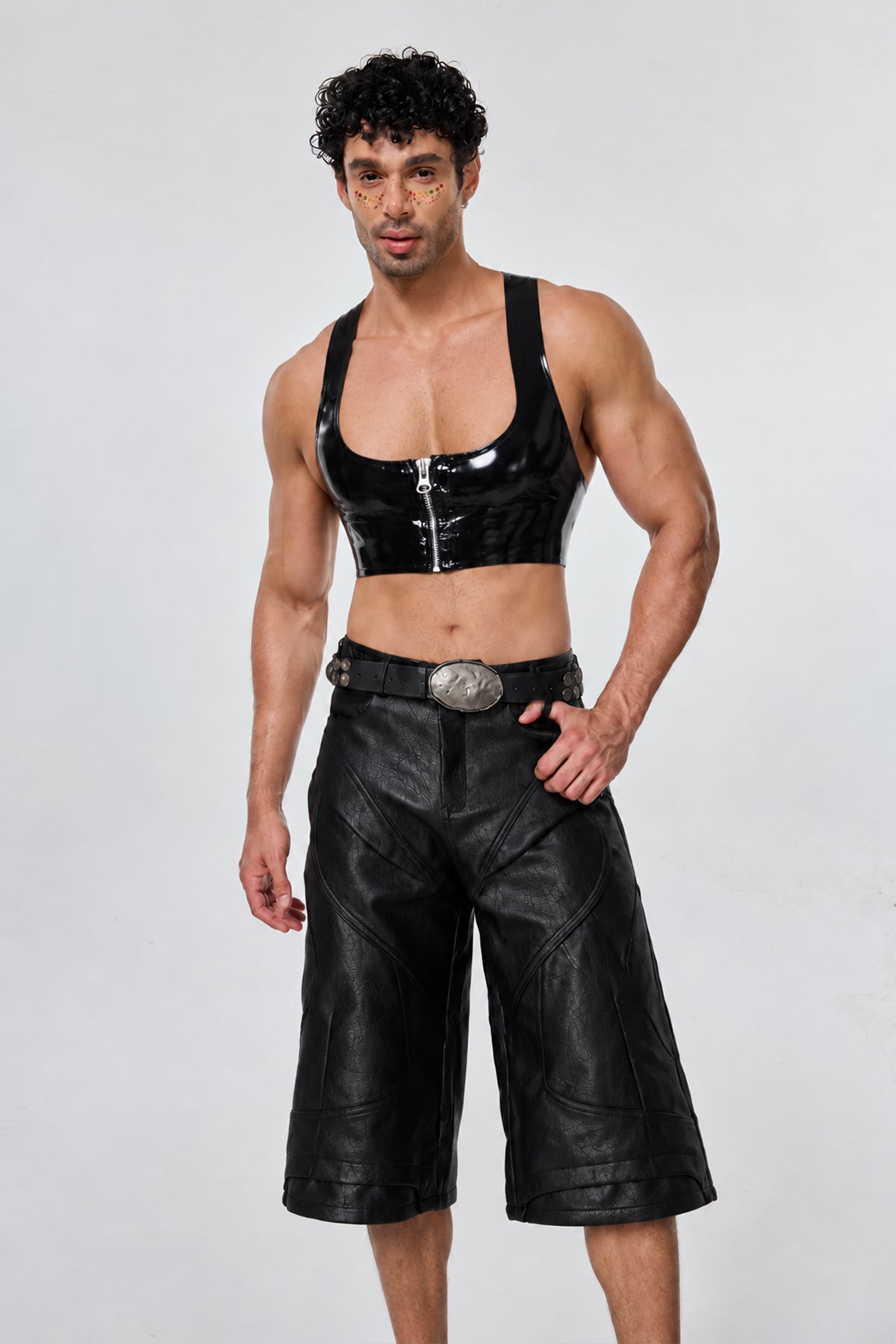 Glitch Pelt Zipper Tank Top