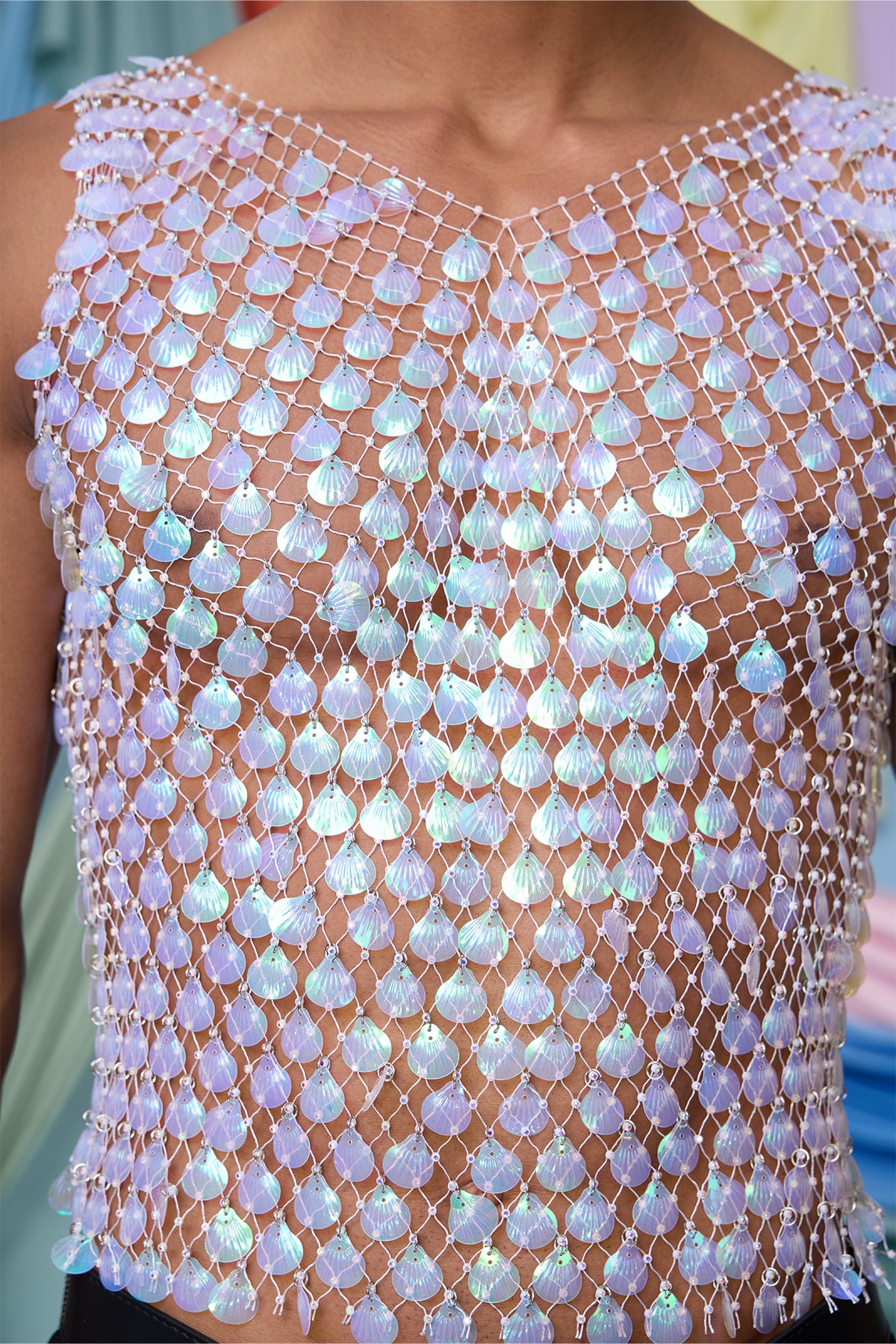 Gloom Crystal Shell Embellished Tank Top White