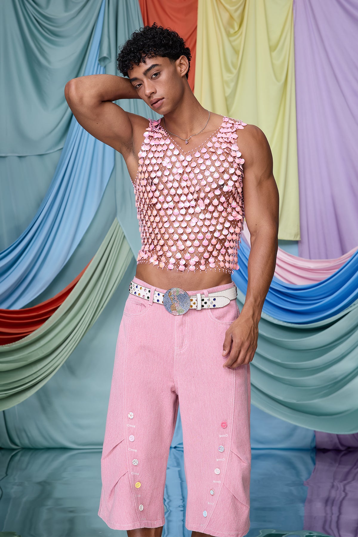 Gloom Crystal Shell Embellished Tank Top