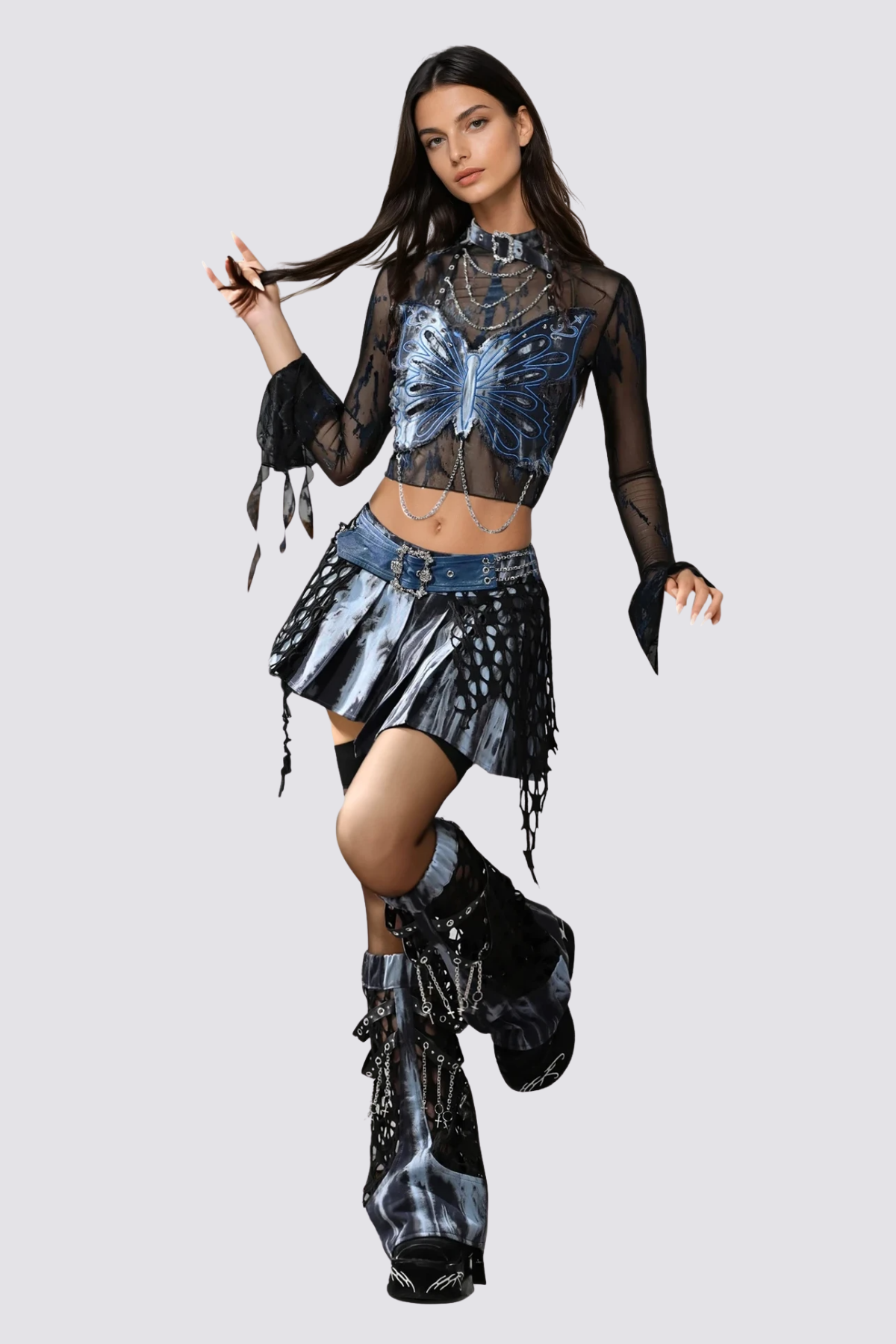 Gloss Candy Butterfly Rivet Chain Corset