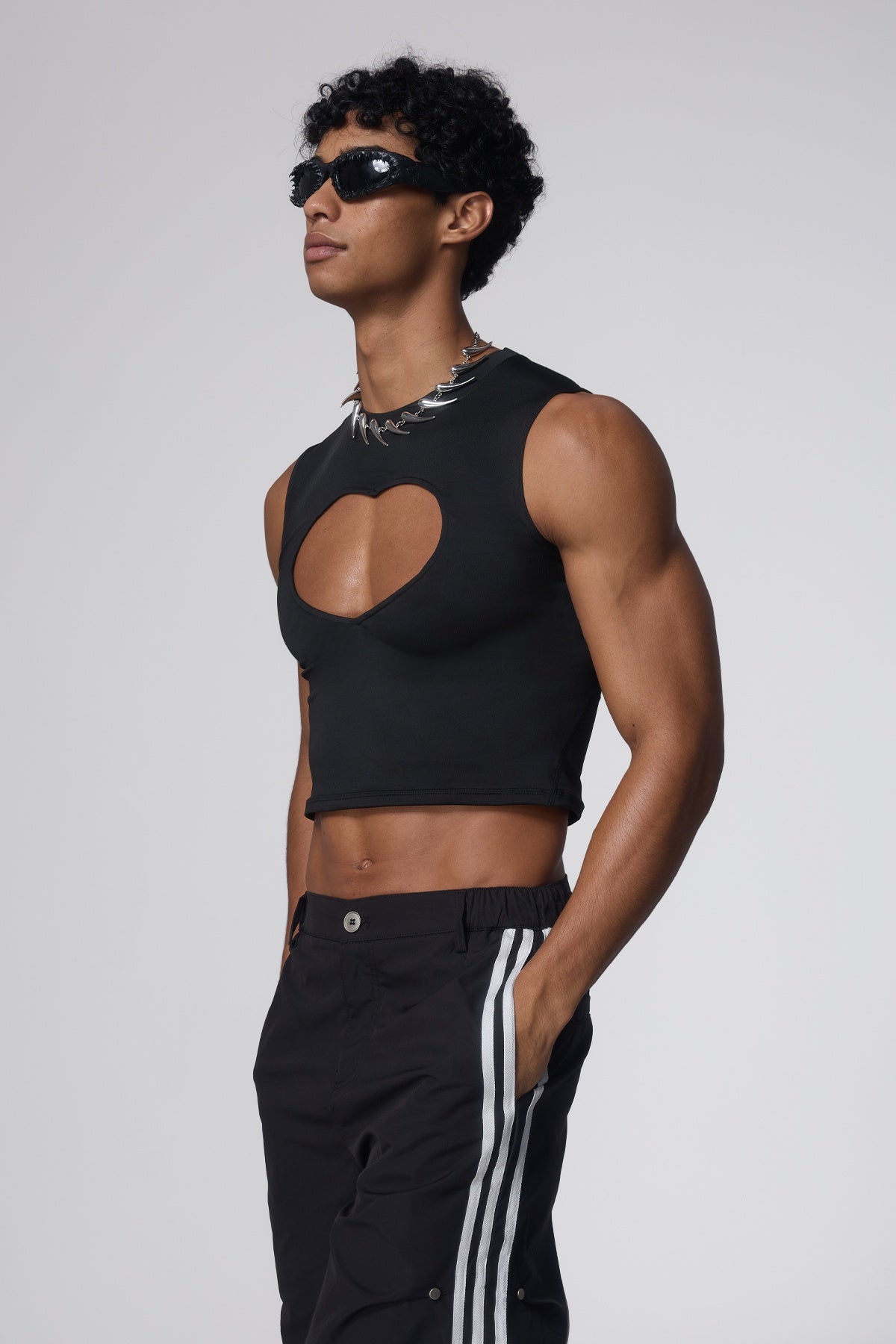 Glow Cut Heart Cutout Crop Top