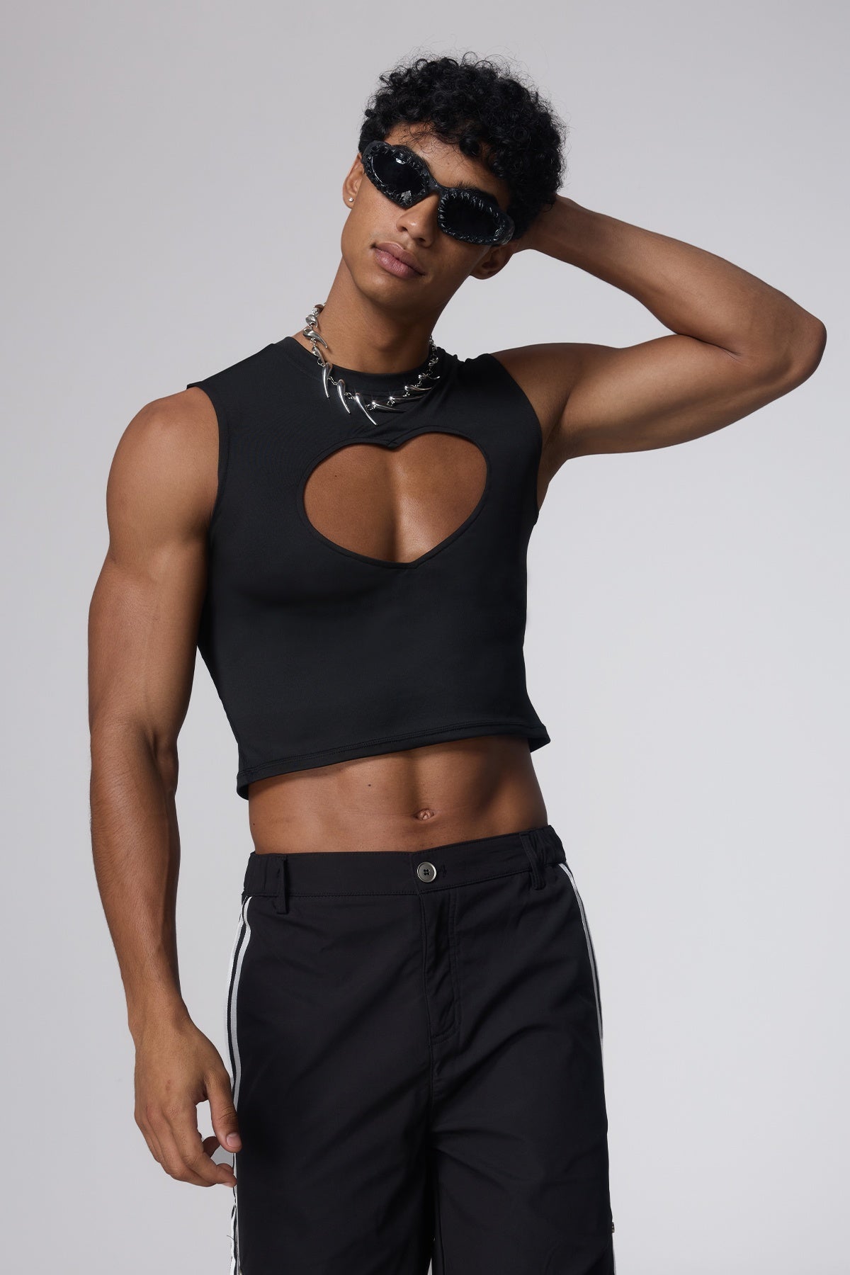 Glow Cut Heart Cutout Crop Top