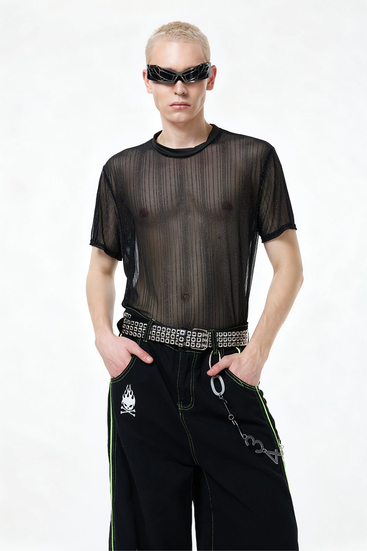 Glow Flow Mesh Top Black