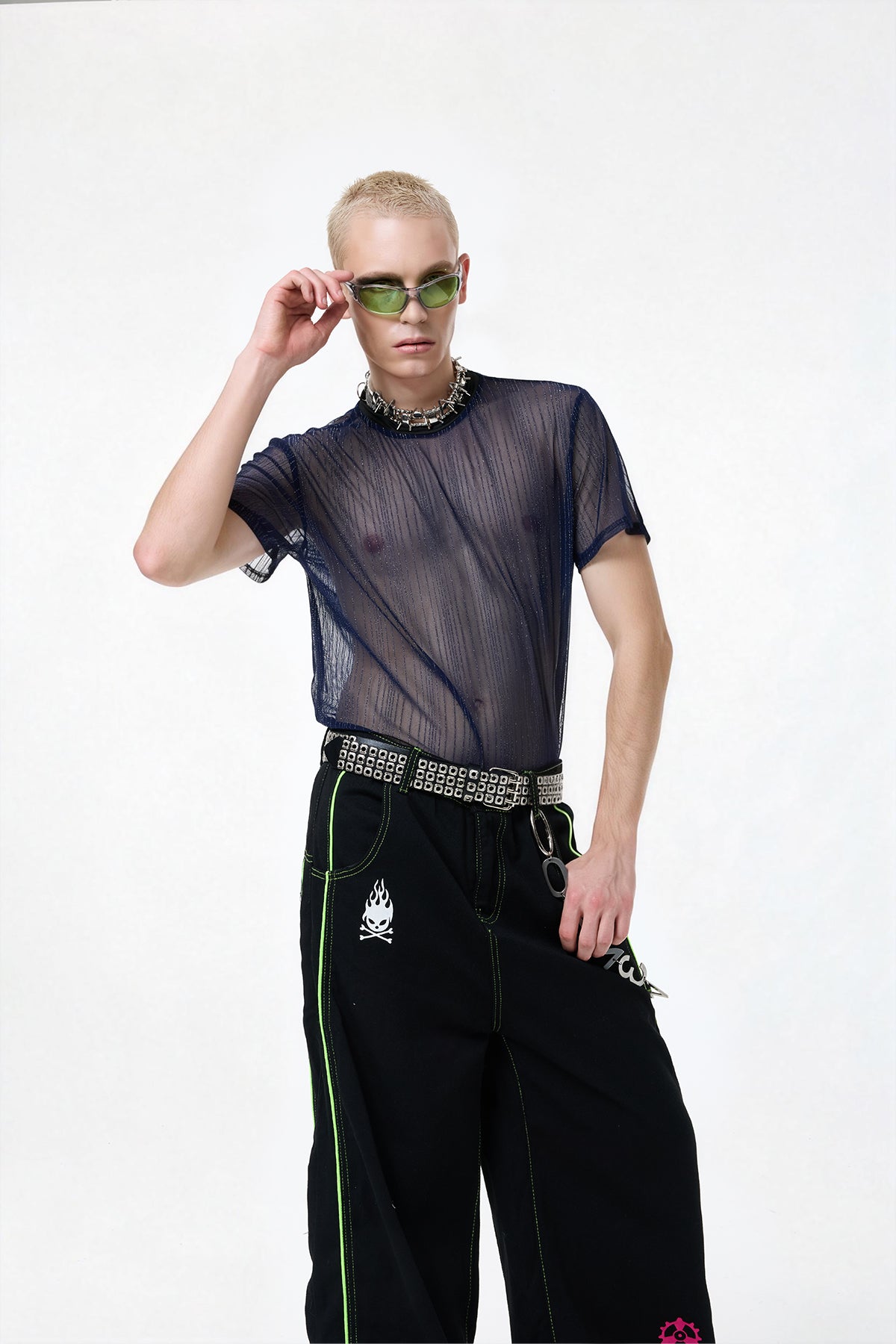 Glow Flow Mesh Top Blue