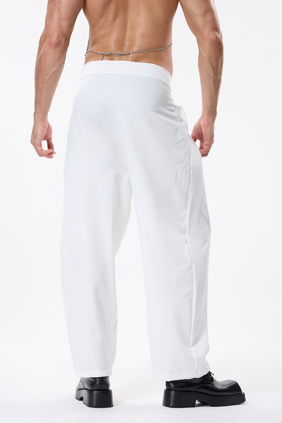 Glow Path Velcro Ruched Straight Pants White