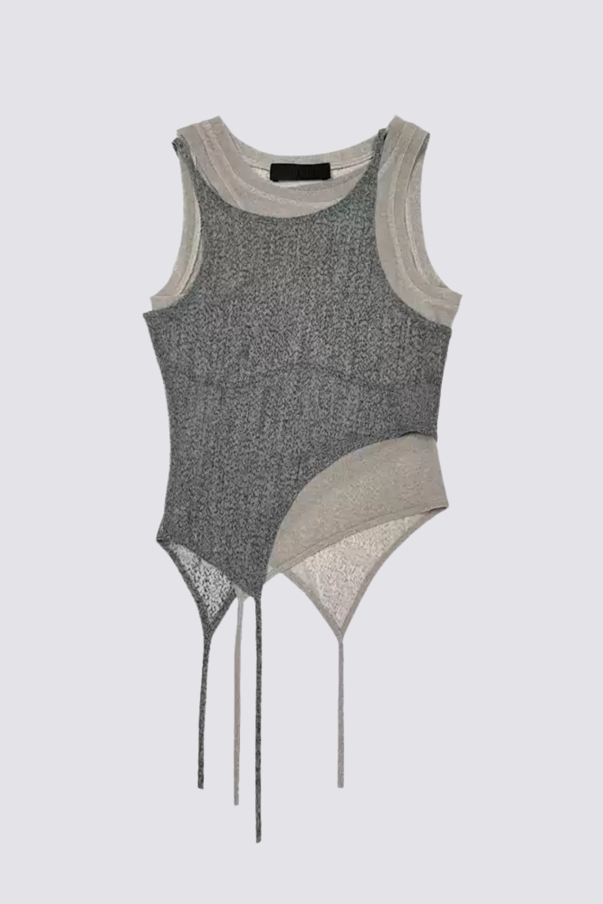 Glow Pulse Mesh Asymmetric Tank Top Grey