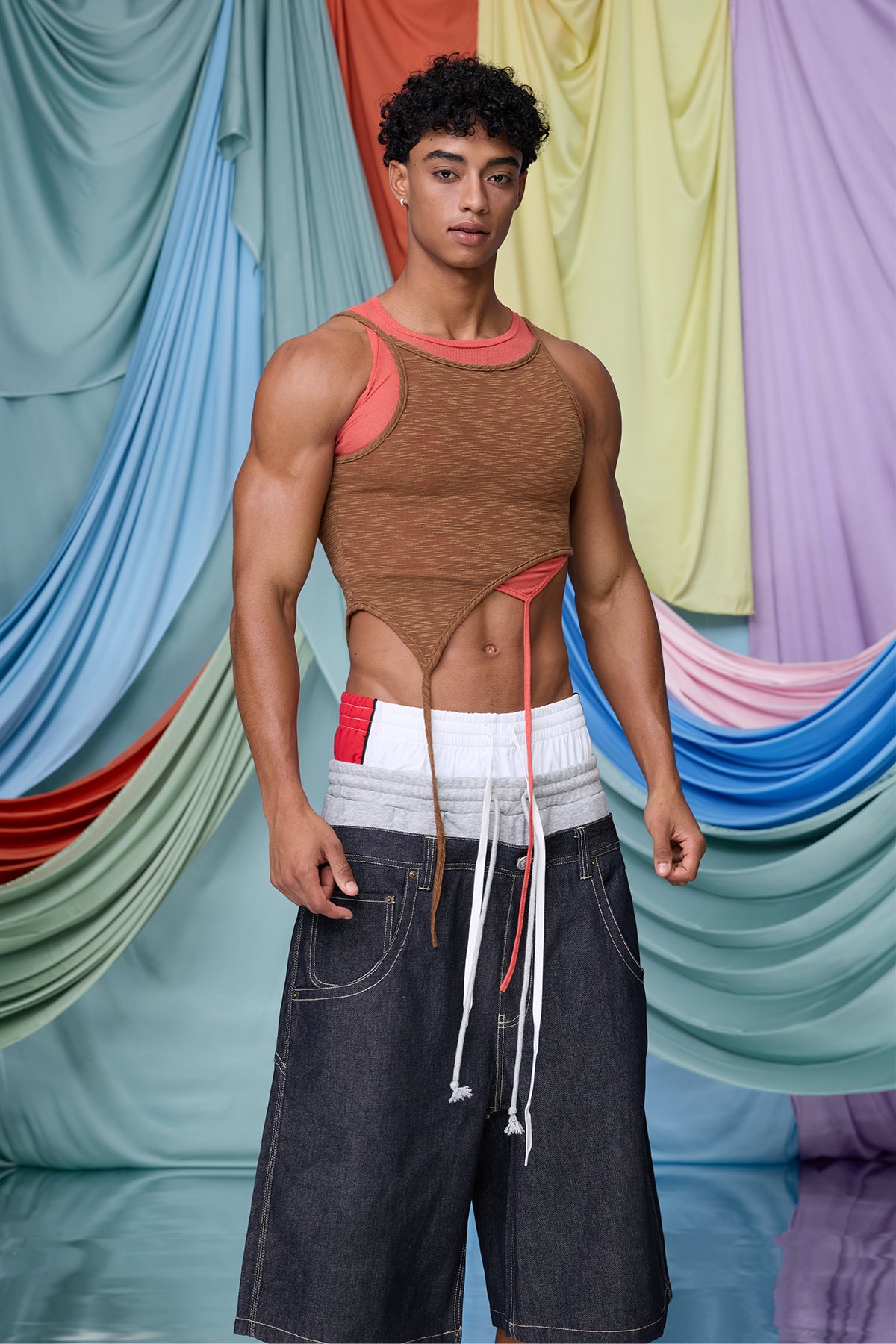 Glow Pulse Mesh Asymmetric Tank Top