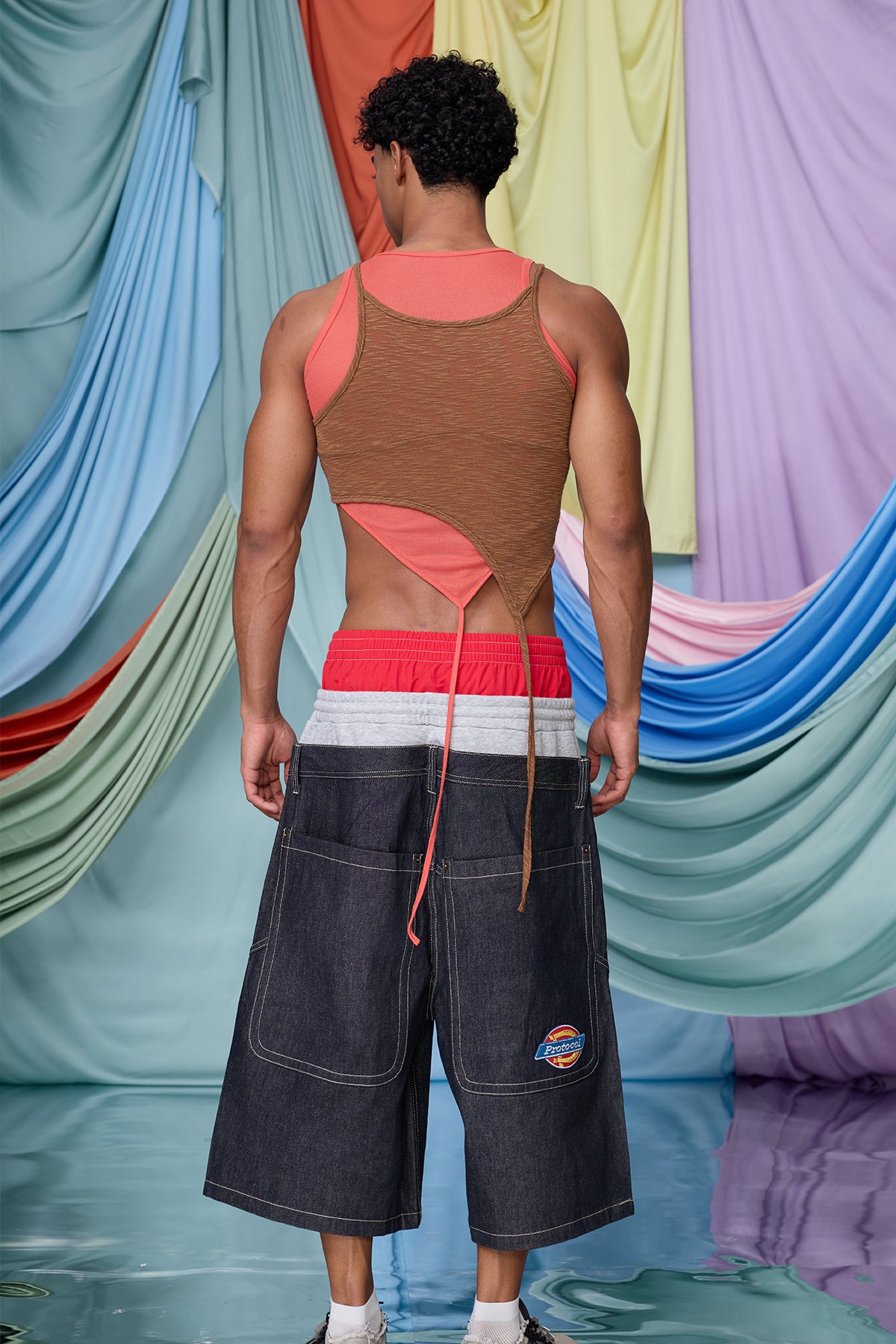 Glow Pulse Mesh Asymmetric Tank Top