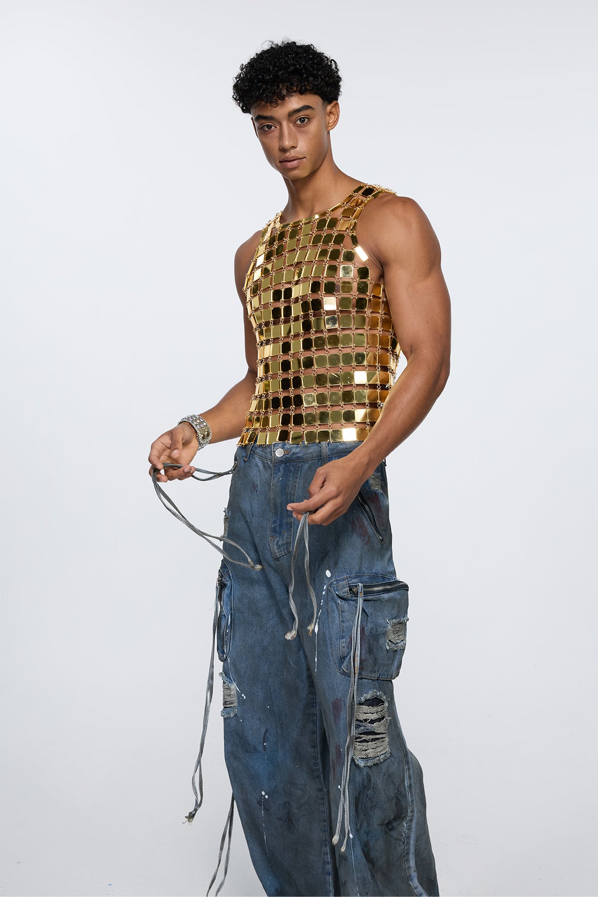 Glow Surge Sleeveless Acrylic Top Gold