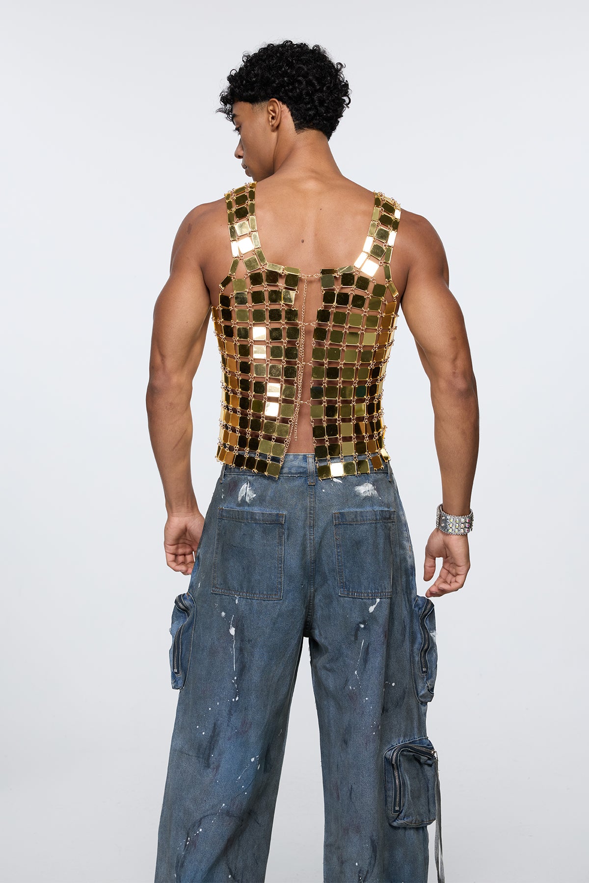 Glow Surge Sleeveless Acrylic Top Gold