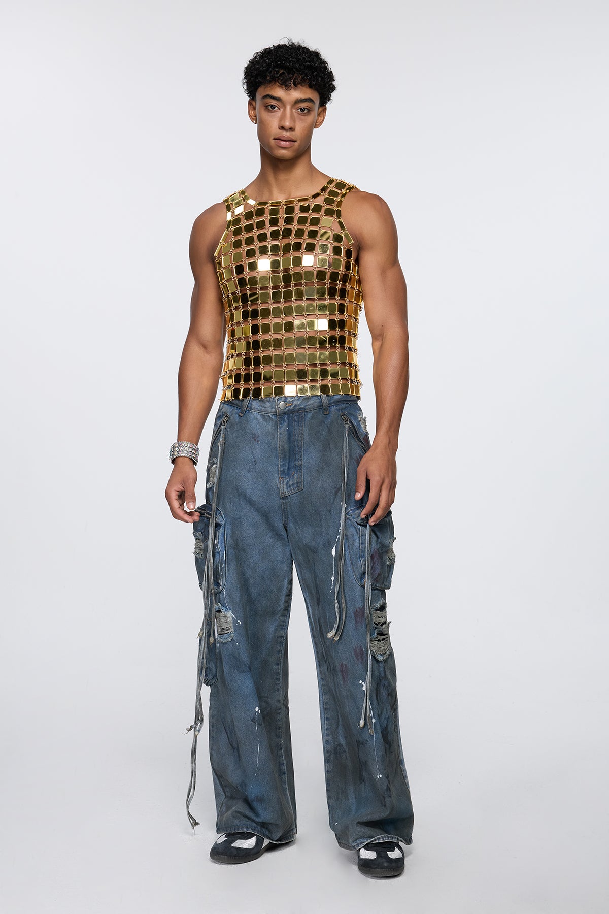 Glow Surge Sleeveless Acrylic Top Gold