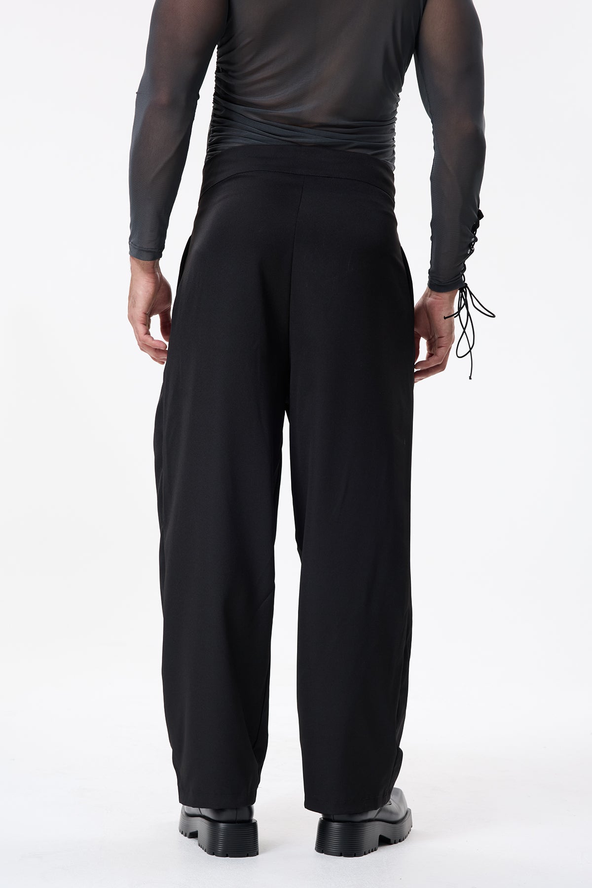 Glow Path Velcro Ruched Straight Pants Black